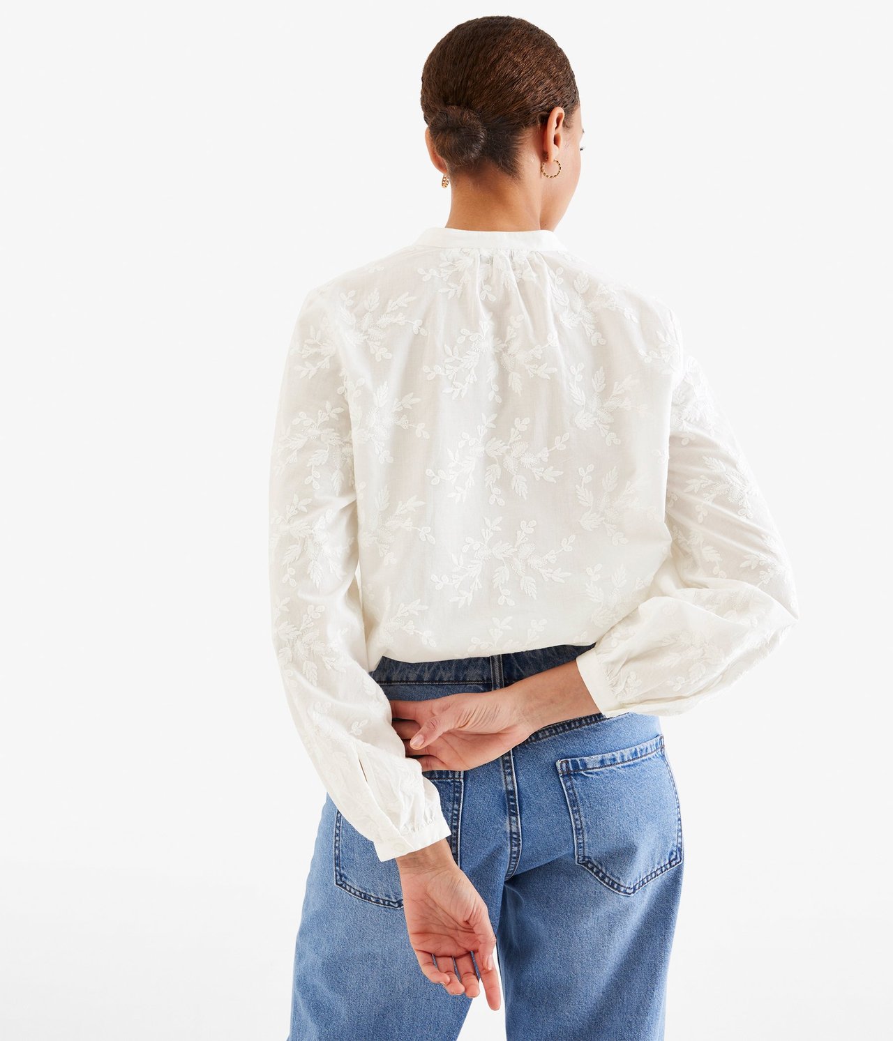 Bluse med brodering Offwhite - null - 2