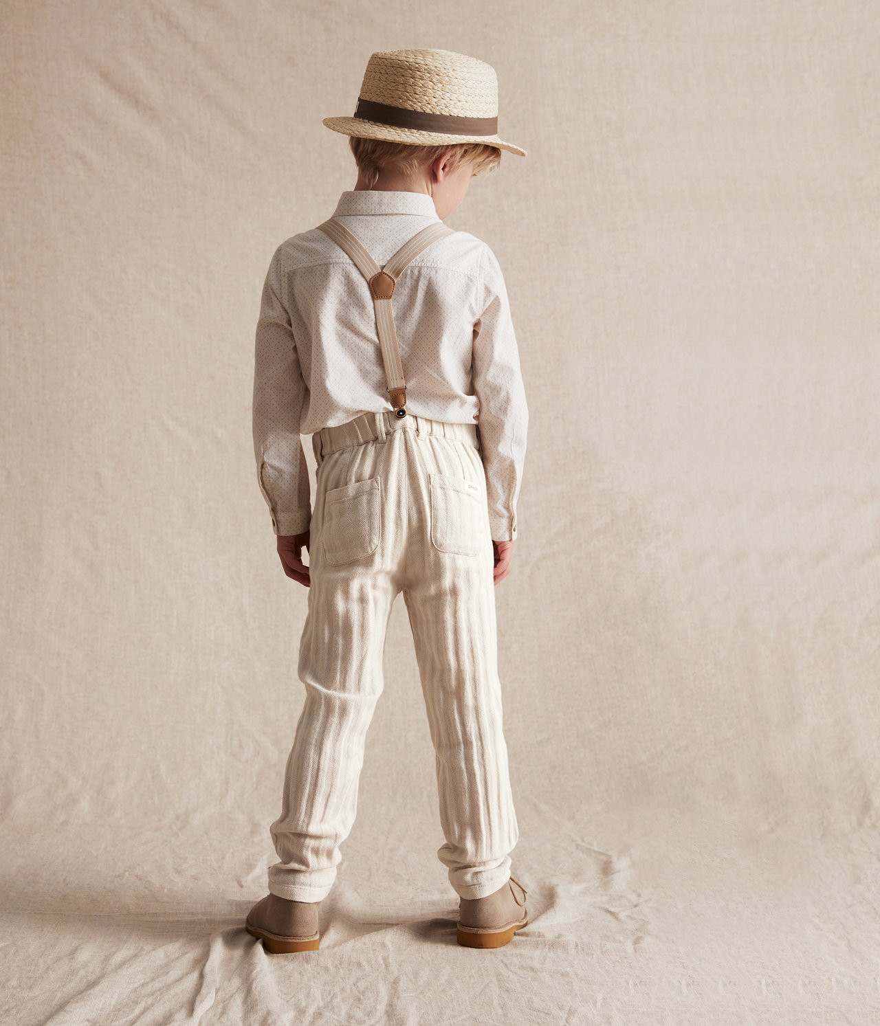 Ogrodniczki w paski - Offwhite - 5