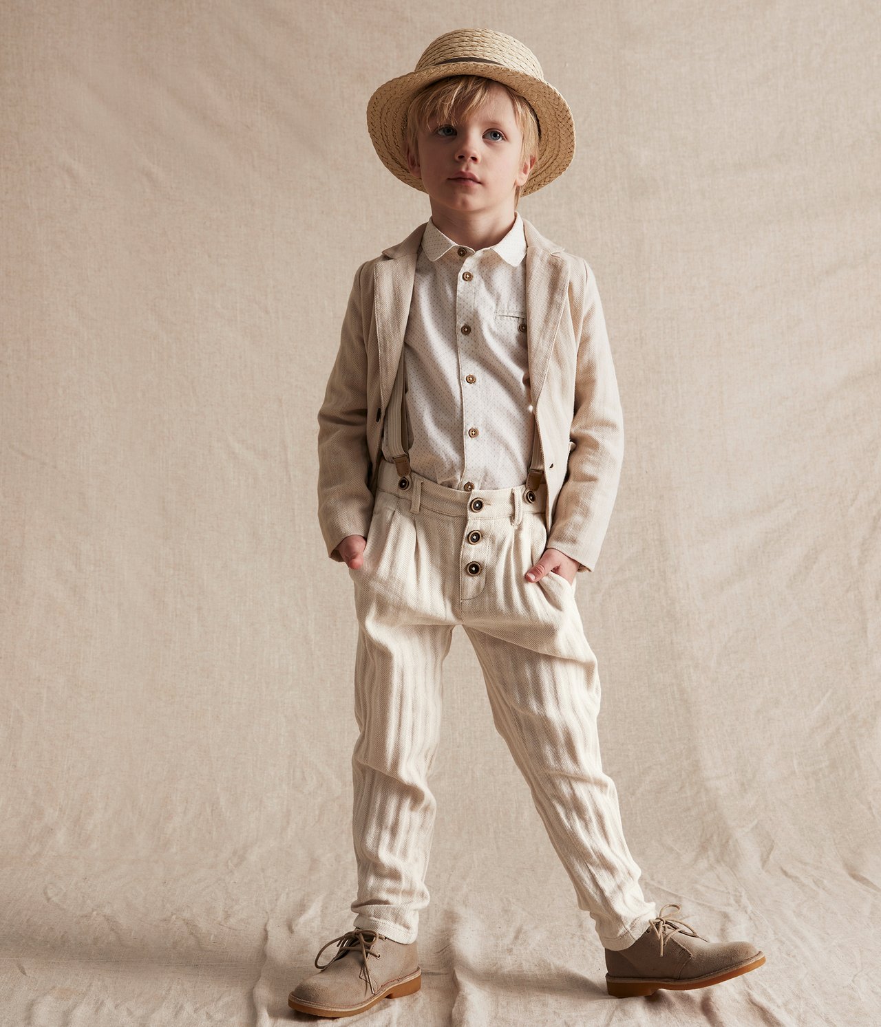 Ogrodniczki w paski - Offwhite - 1