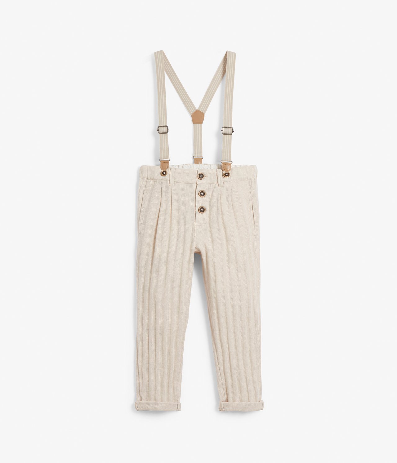Ogrodniczki w paski - Offwhite - 7