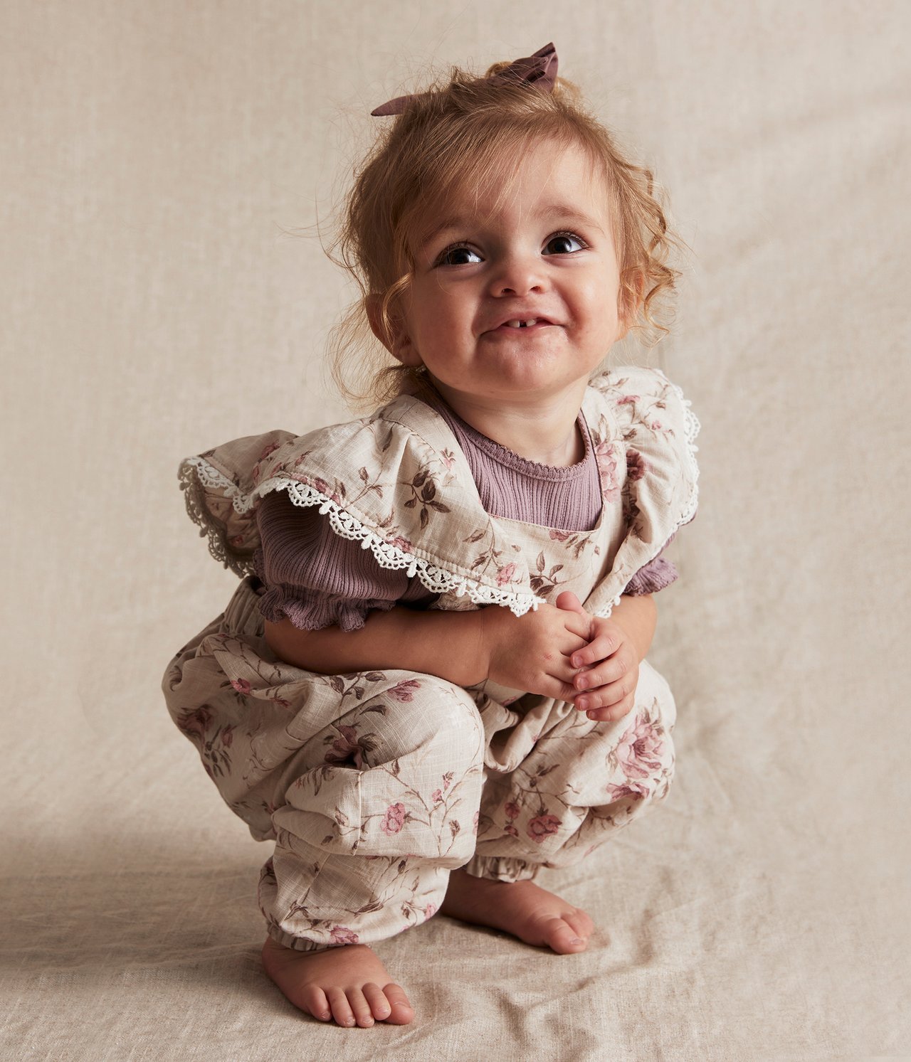 Hängselbyxor baby - Beige - 3
