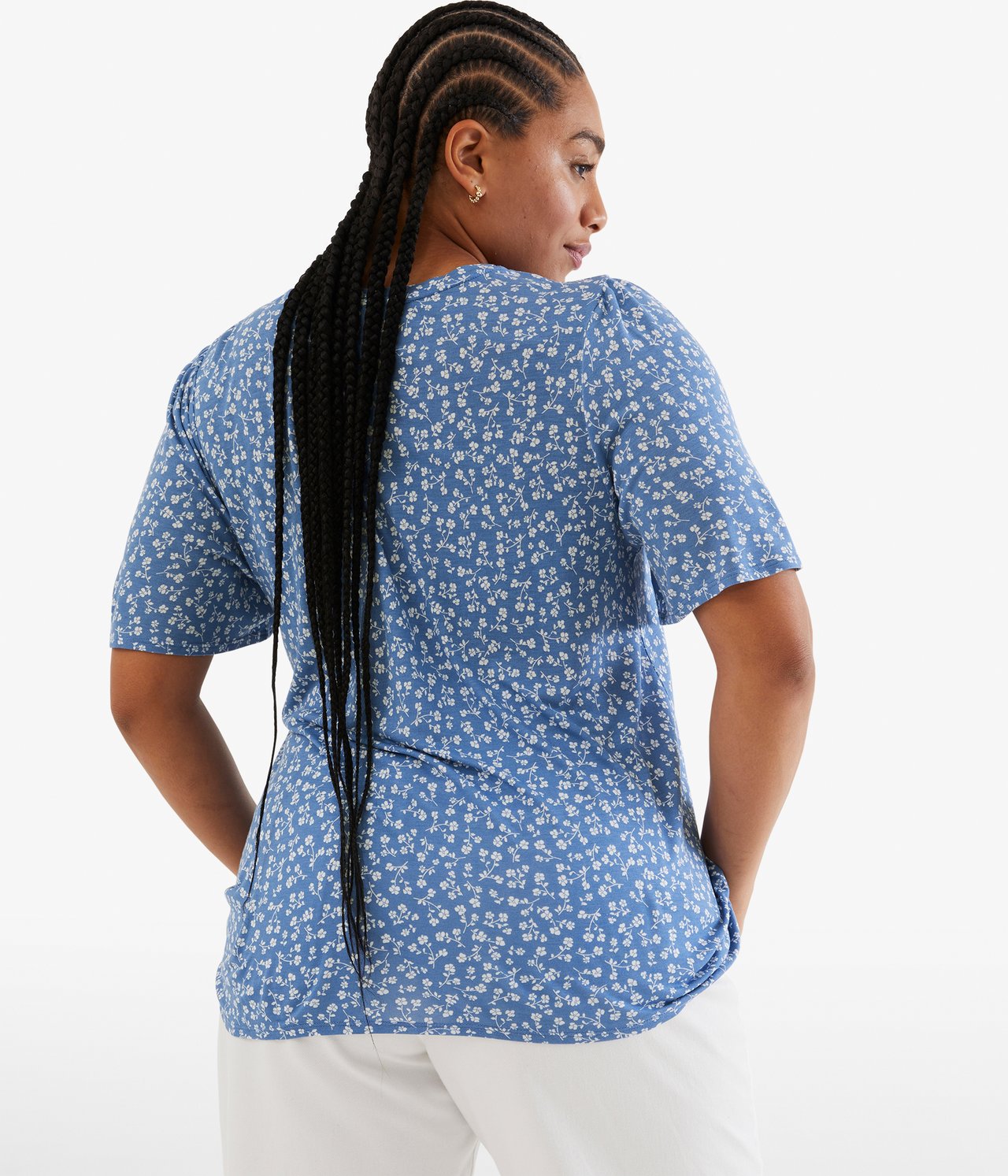Top w kwiaty - Niebieski - 3