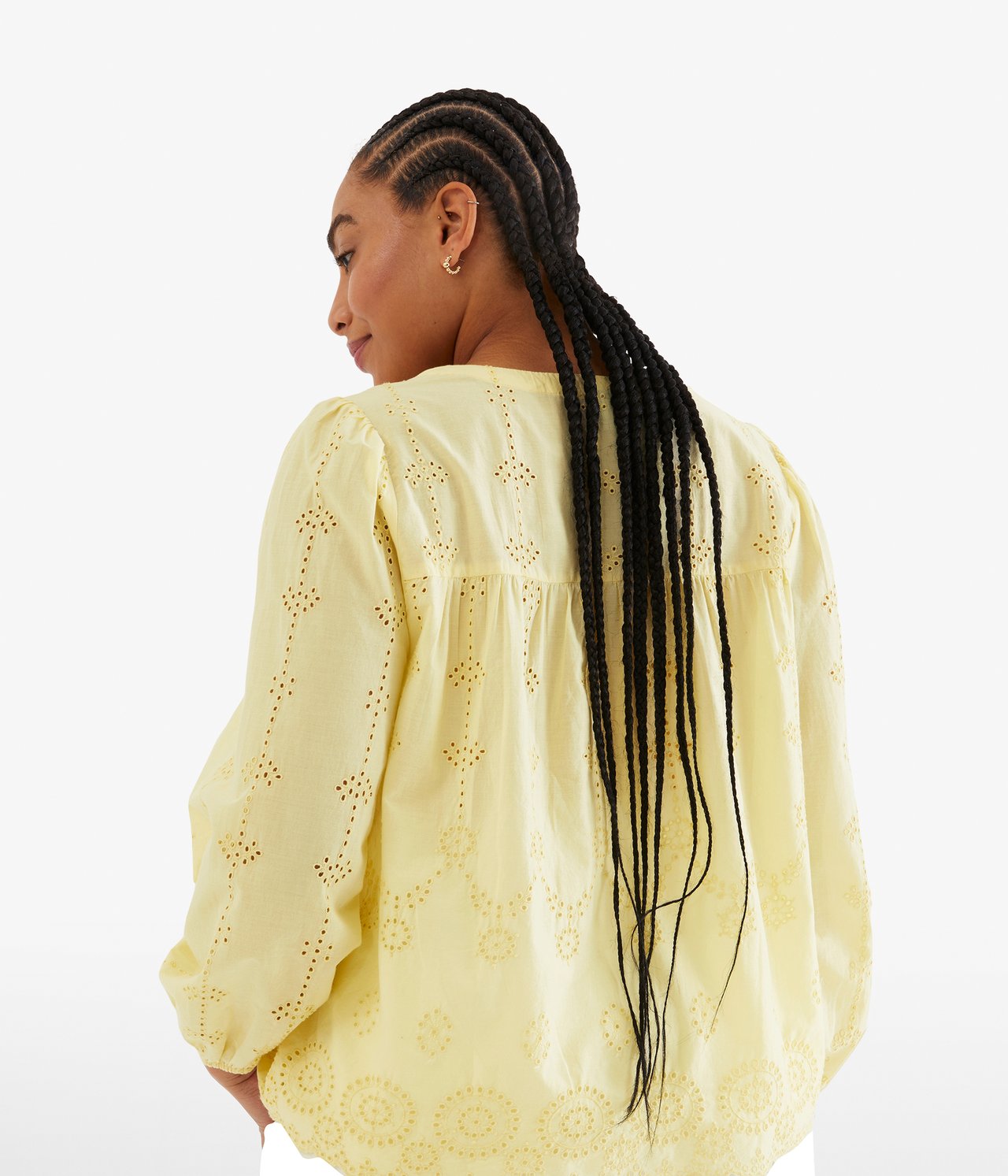 Bluse med brodering - Lys beige - 4