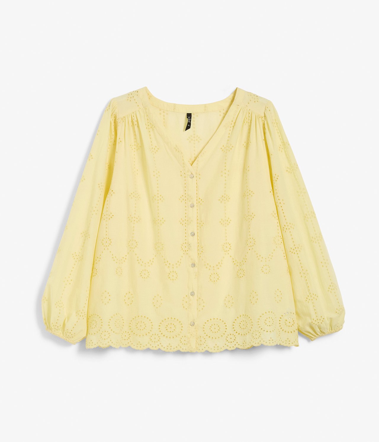 Bluse med brodering - Lys beige - 6
