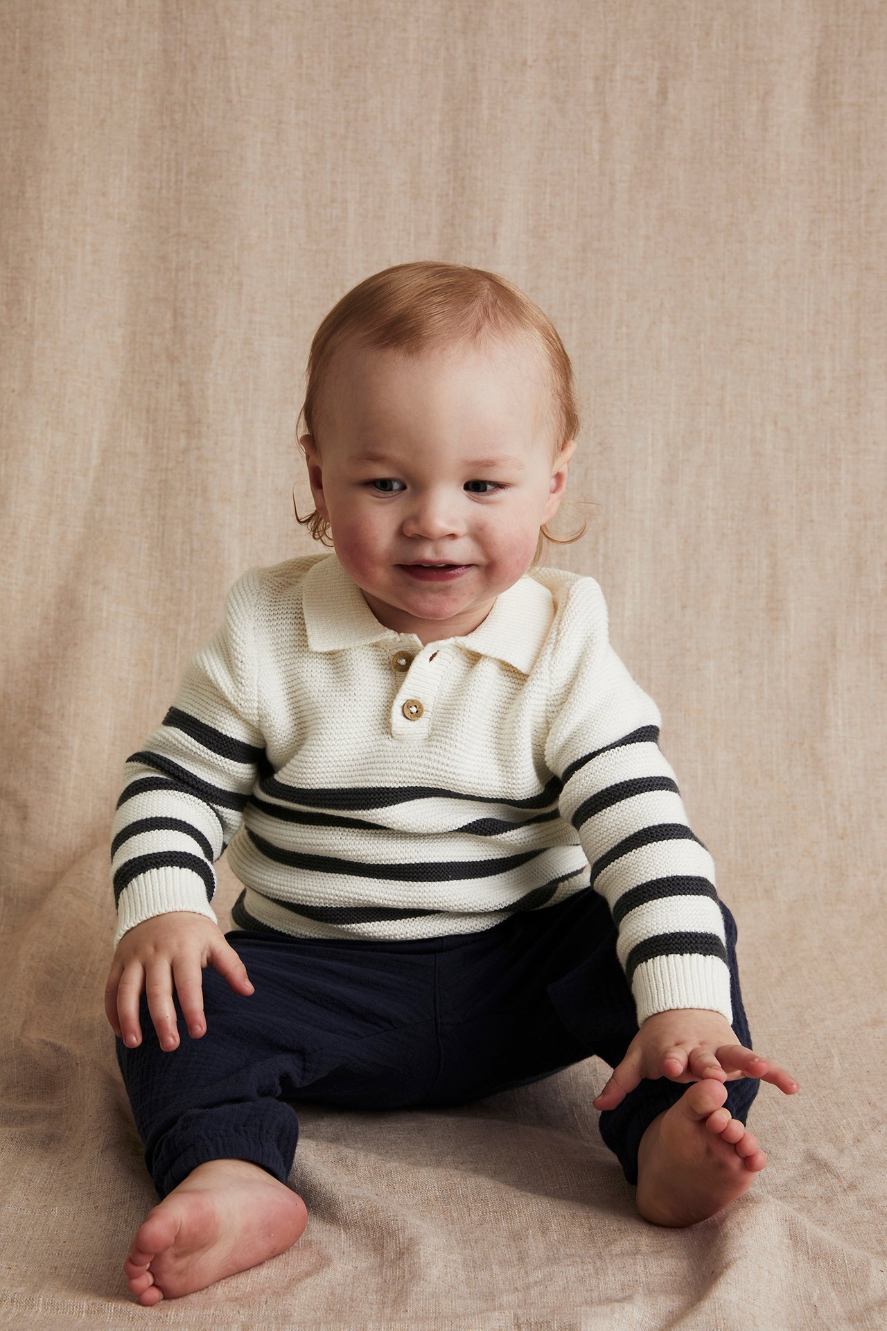 Stickad tröja baby - Offwhite - 2