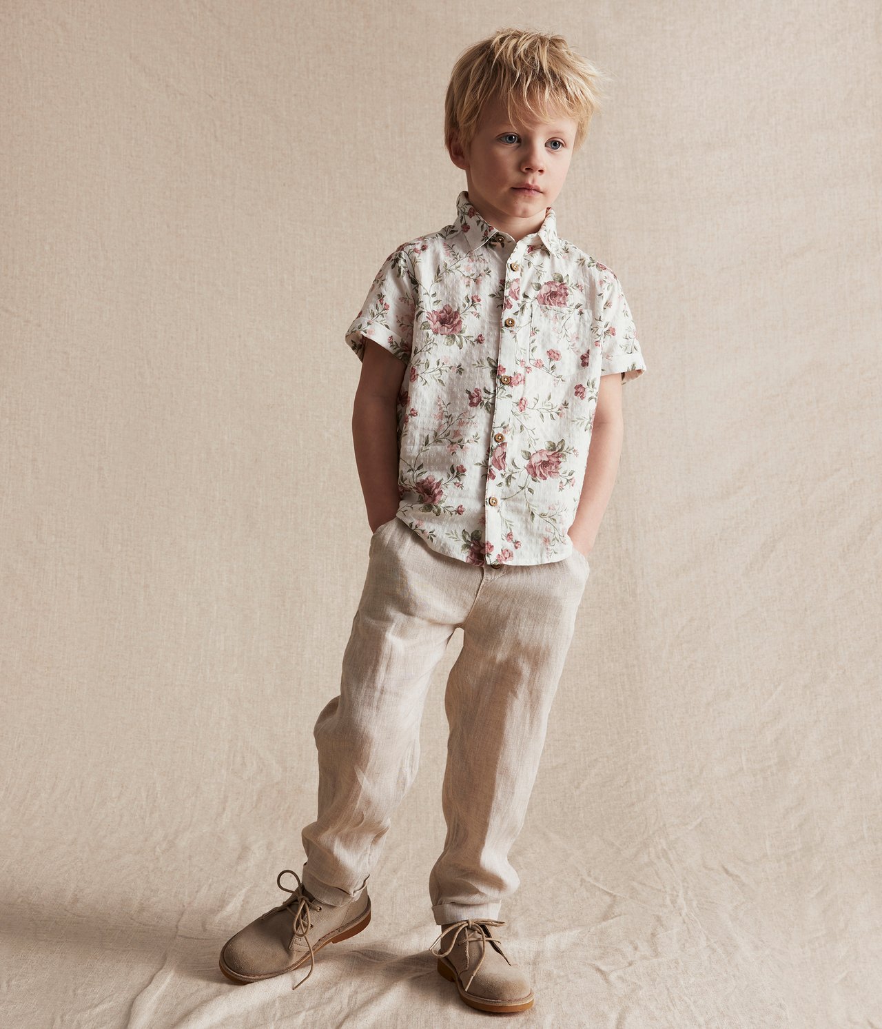 Blommig skjorta - Offwhite - 2