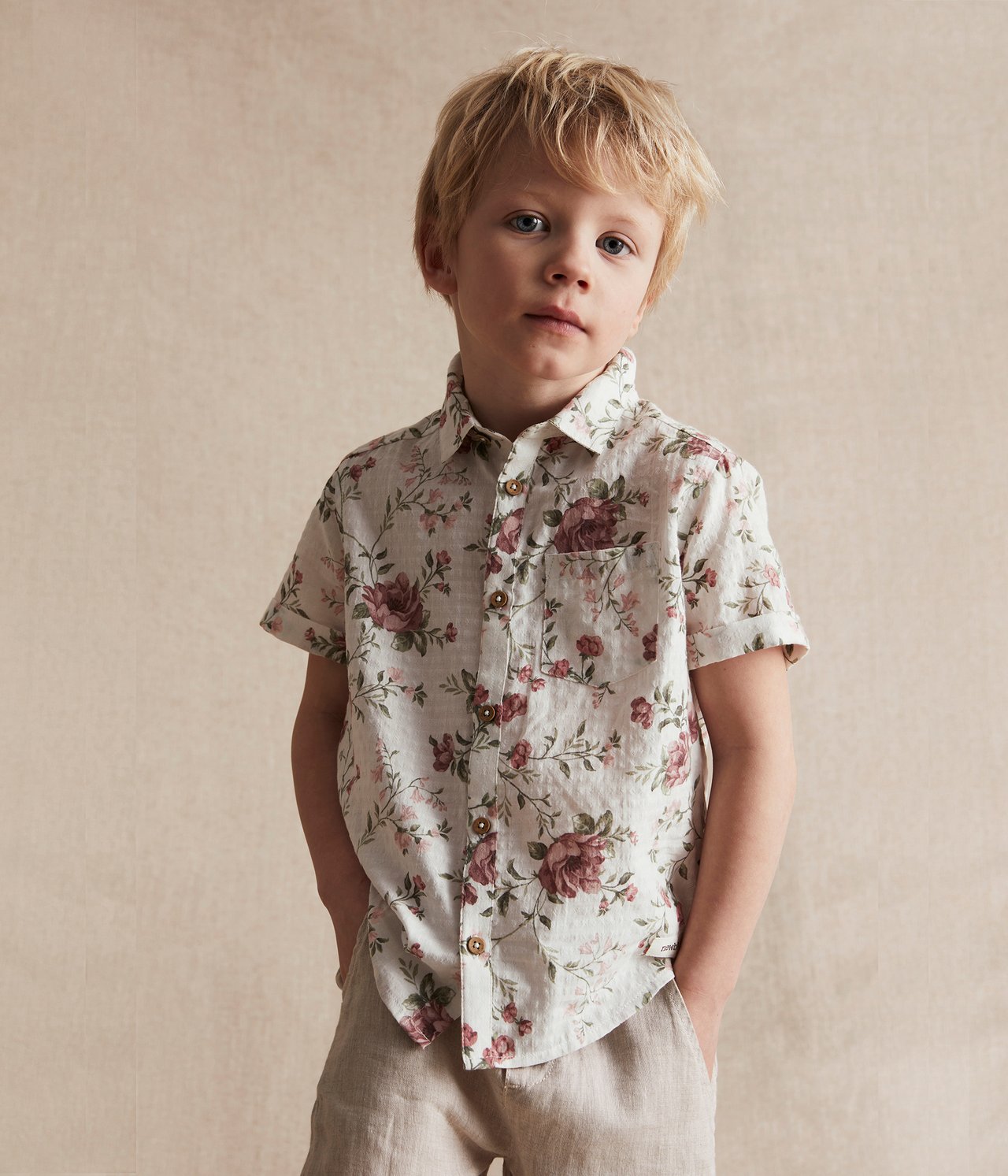 Blommig skjorta - Offwhite - 1