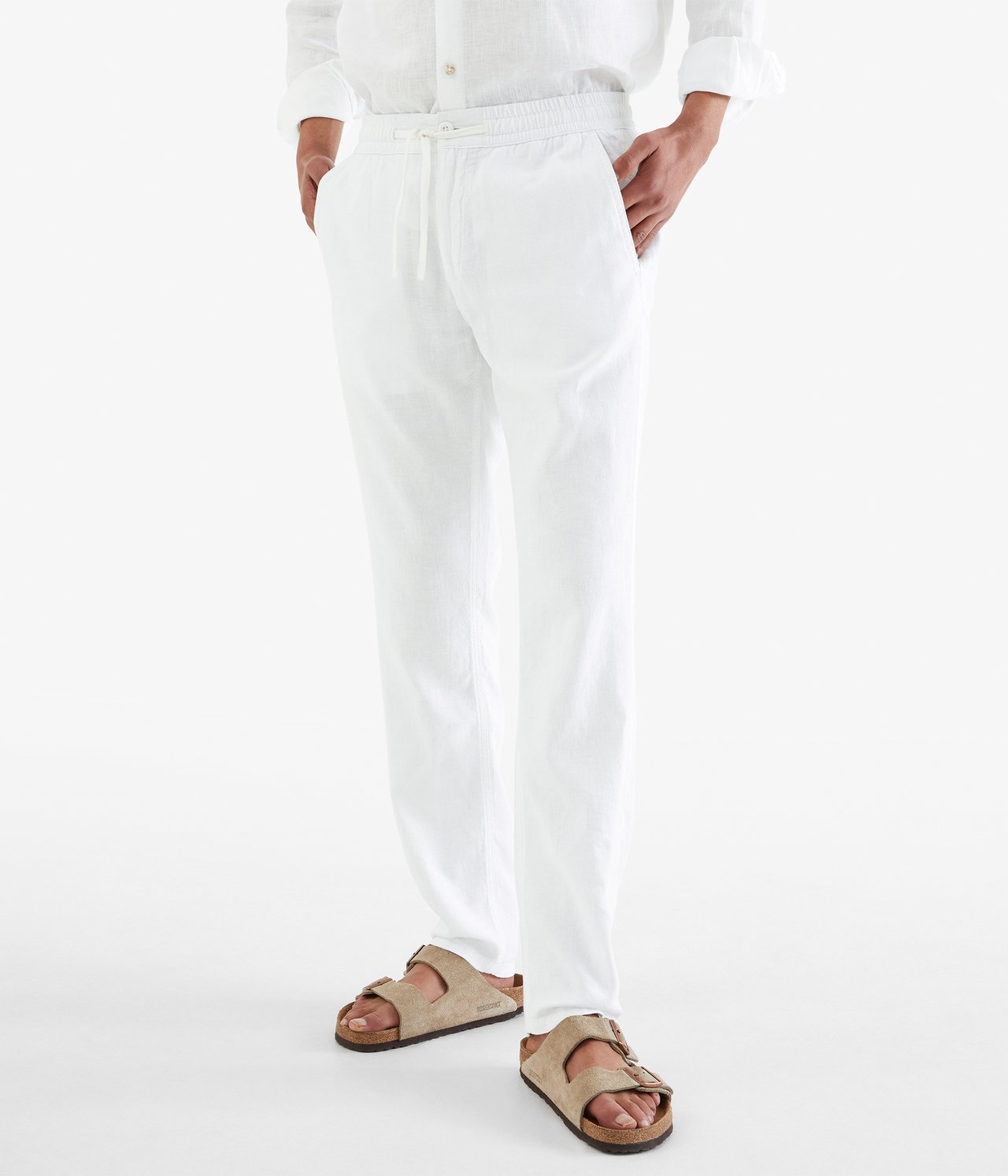 Bukse i linblanding - Hvit - 189cm / Storlek: M - 2