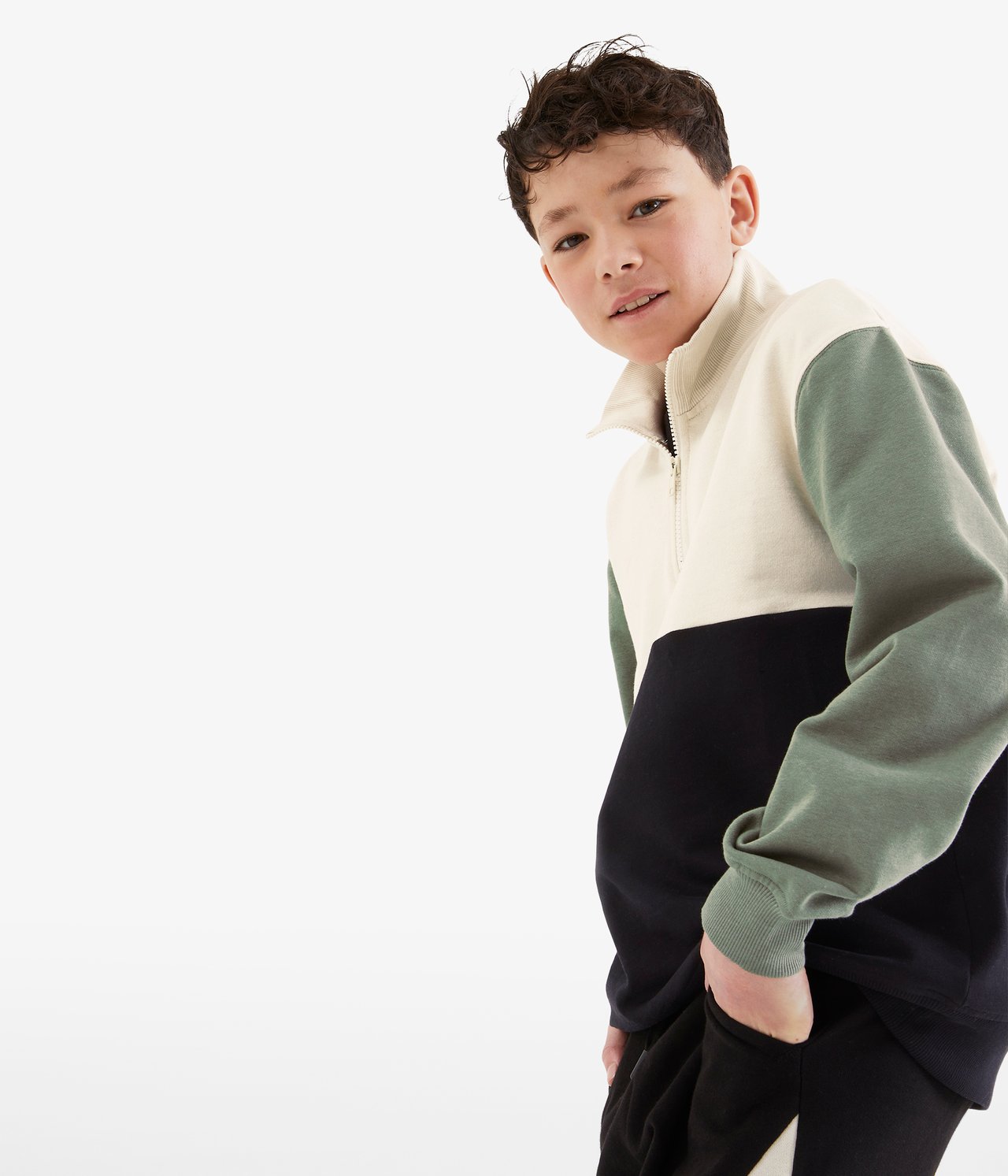 Sweatshirt med krage - Lys beige - 3