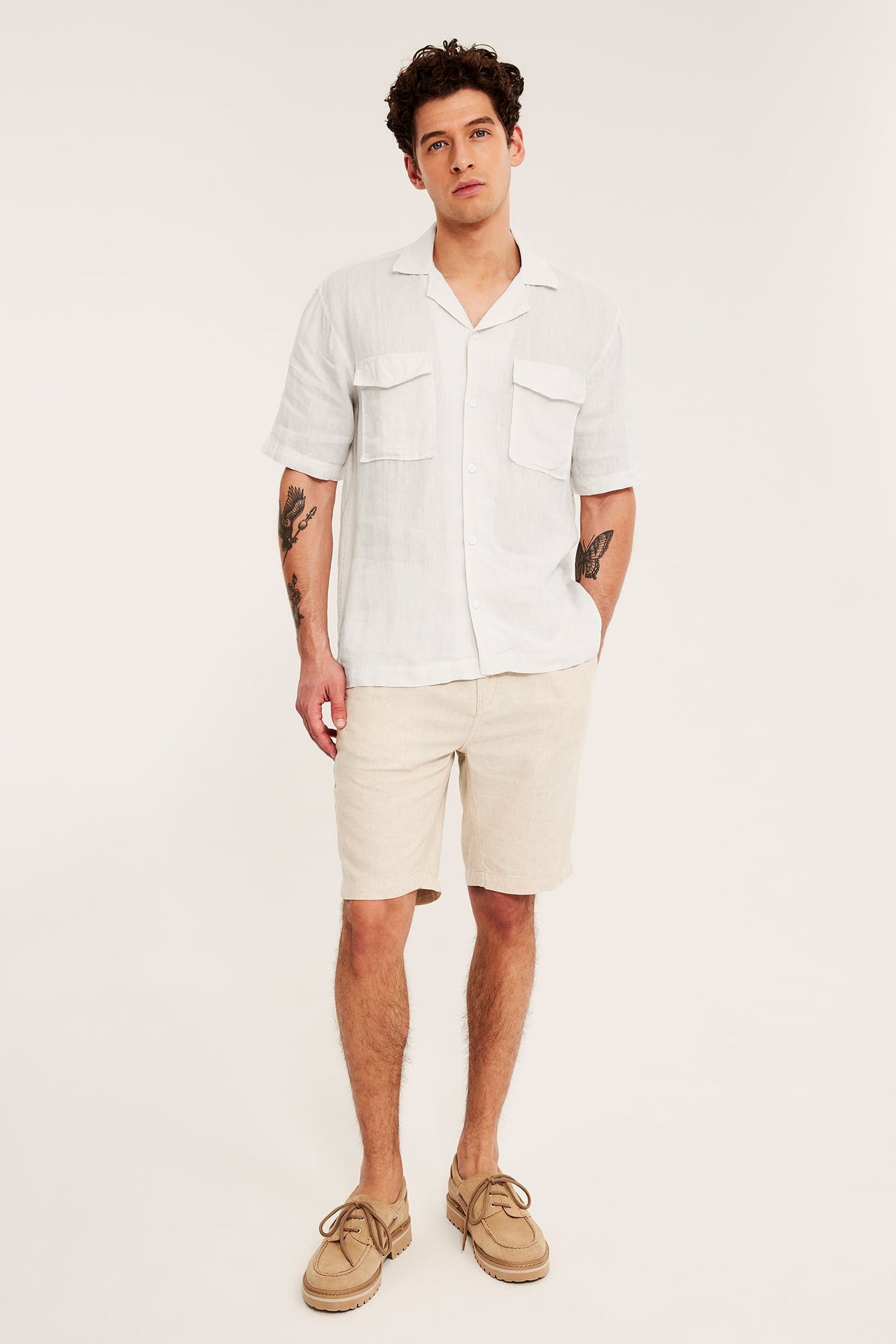 Linshorts - Lys beige - 3