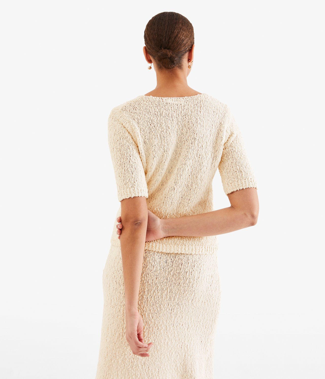 Sweter z przędzy bouclé - Offwhite - 4