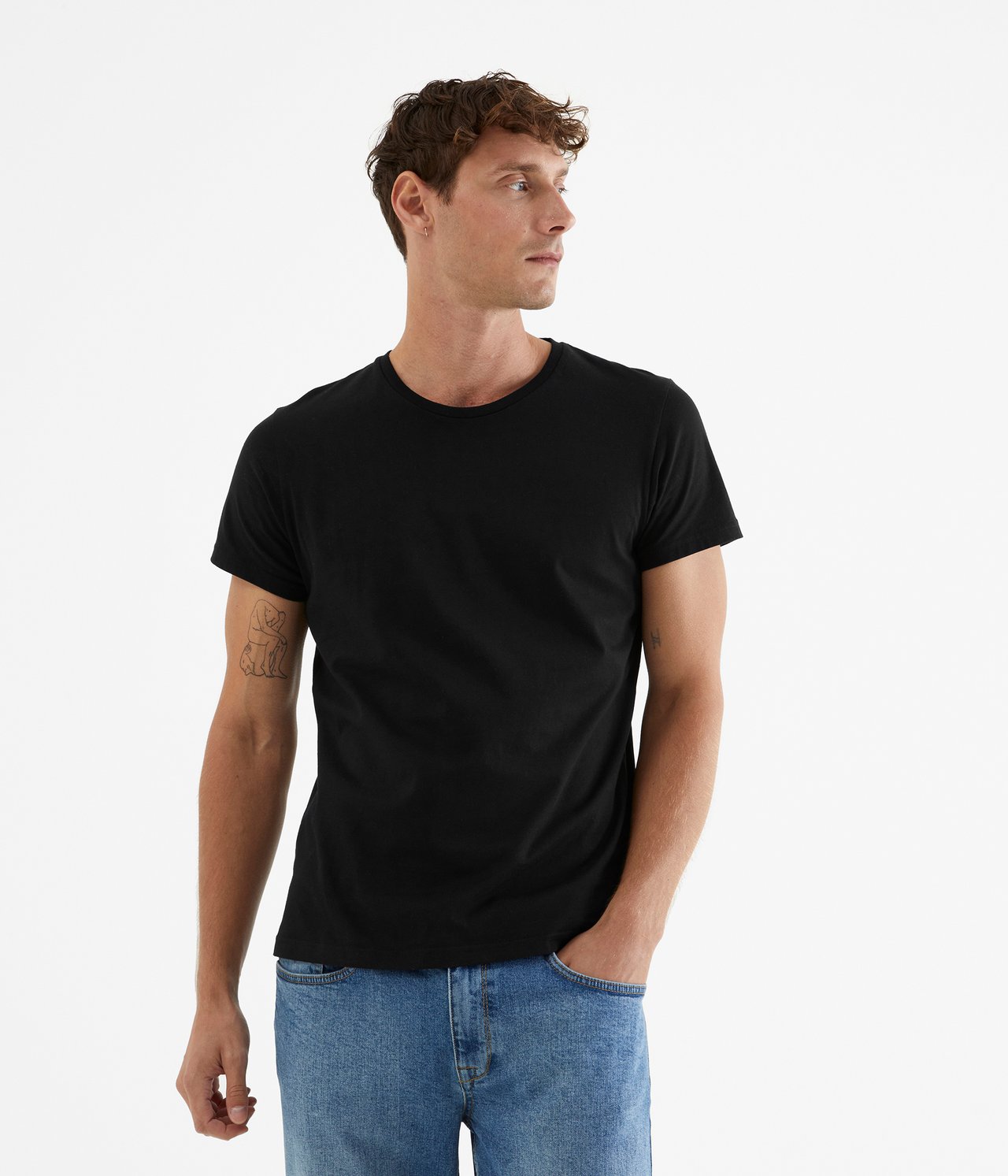 Pyöreäkauluksinen t-paita - Musta - 1