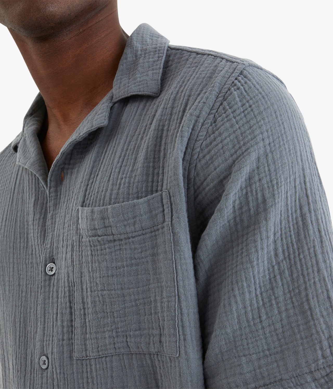 Skjorte i rynkete bomull - Mørkegrå - 185cm / Storlek: M - 3