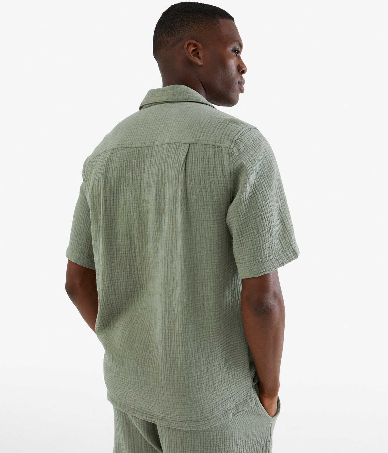 Koszula z marszczonej bawełny - Zielony - 185cm / Storlek: M - 4