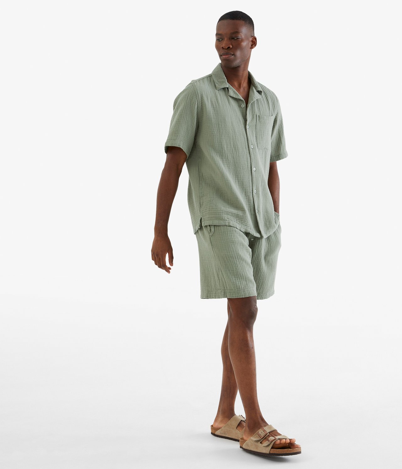Koszula z marszczonej bawełny - Zielony - 185cm / Storlek: M - 2