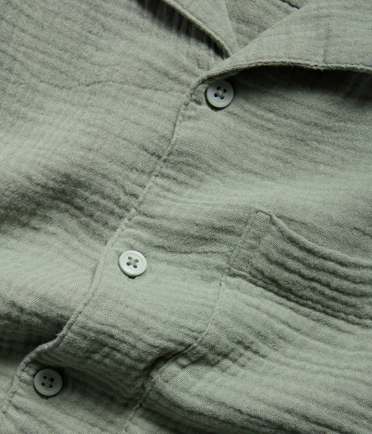 Skjorta i krinklad bomull Grön - null - 5