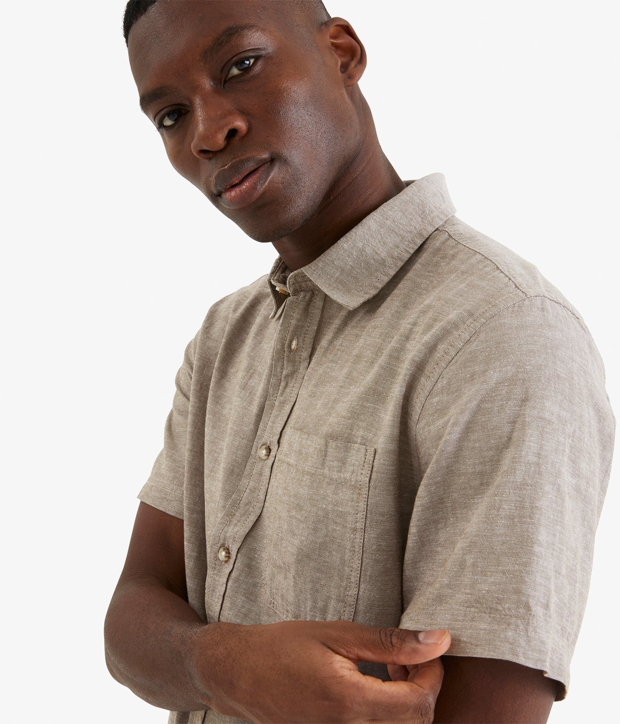 Koszula z krótkimi rękawami, o prostym kroju - Brązowy - 185cm / Storlek: M - 3