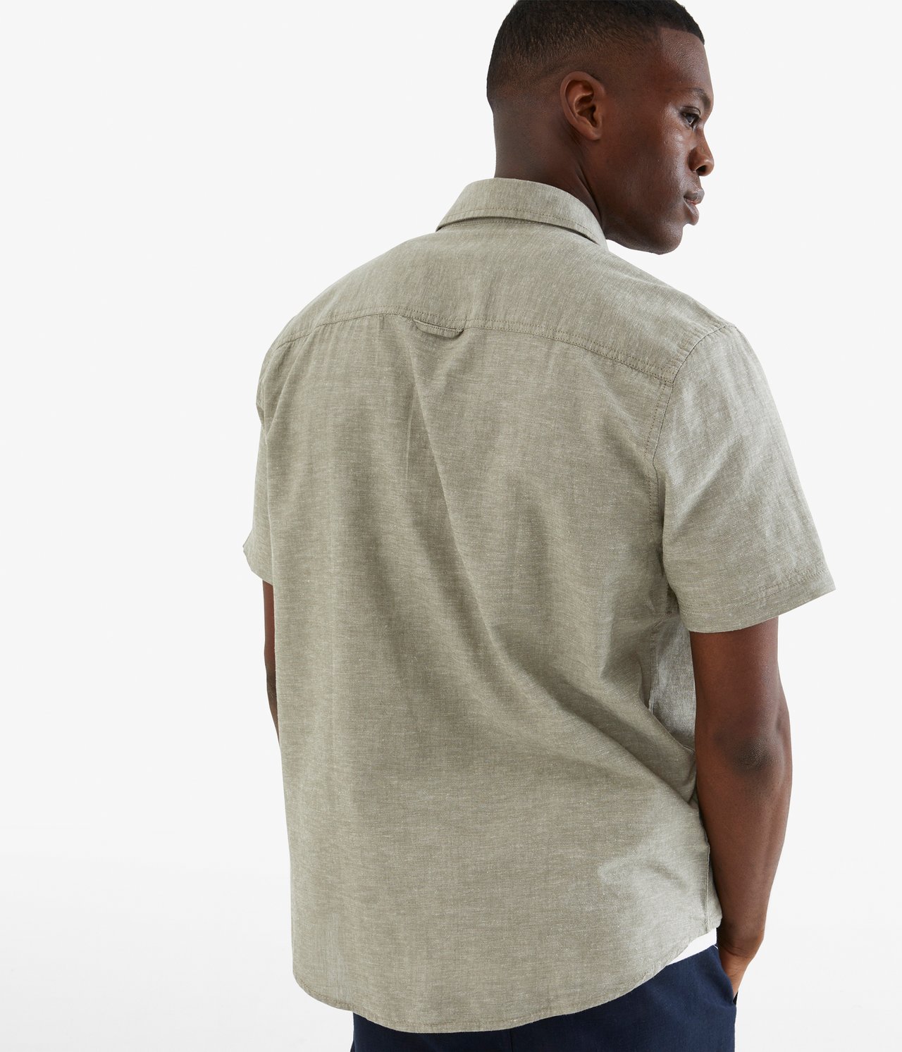 Koszula z krótkimi rękawami, o prostym kroju - Ciemnozielony - 185cm / Storlek: M - 4