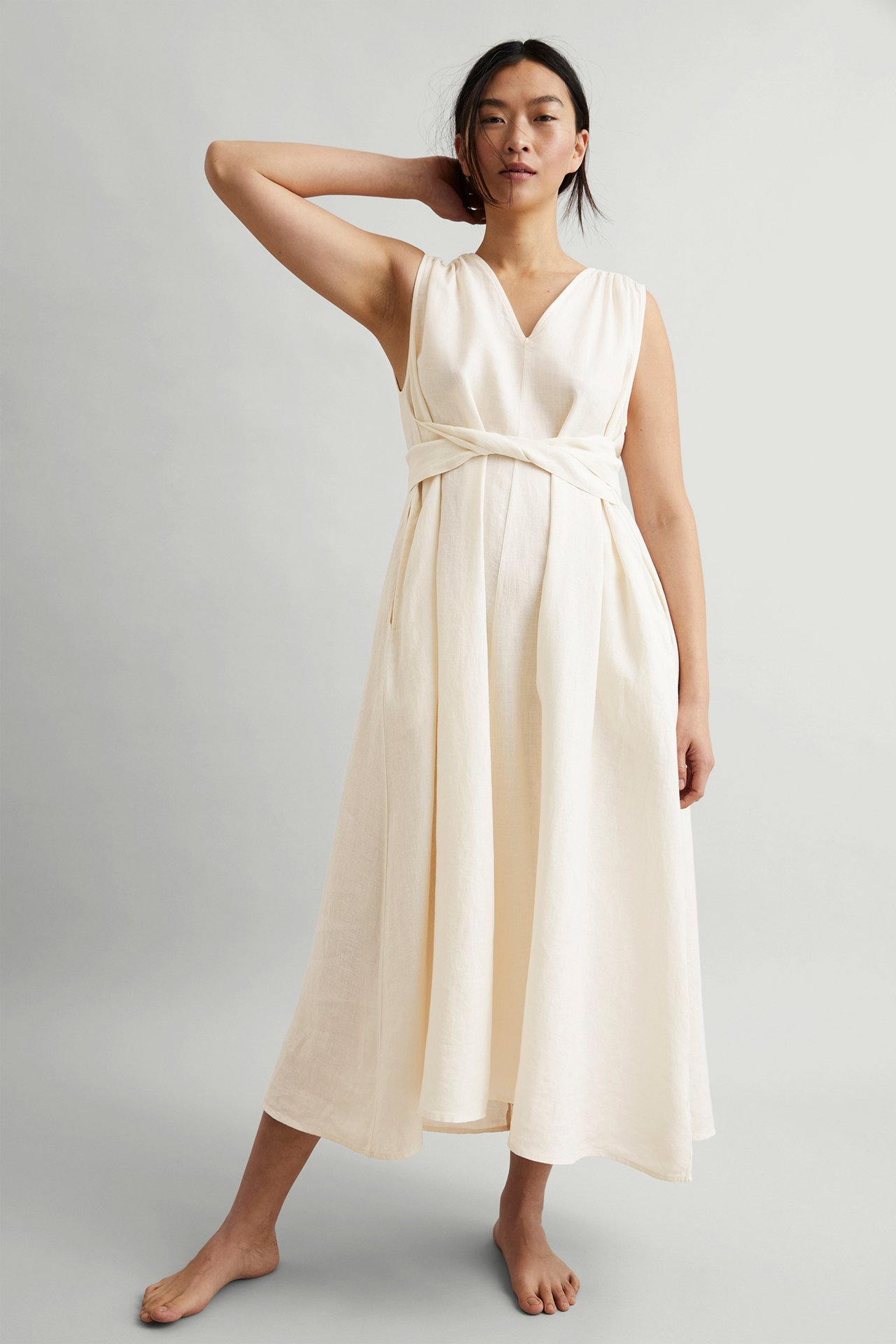 Sukienka z lnu - Biały - 2