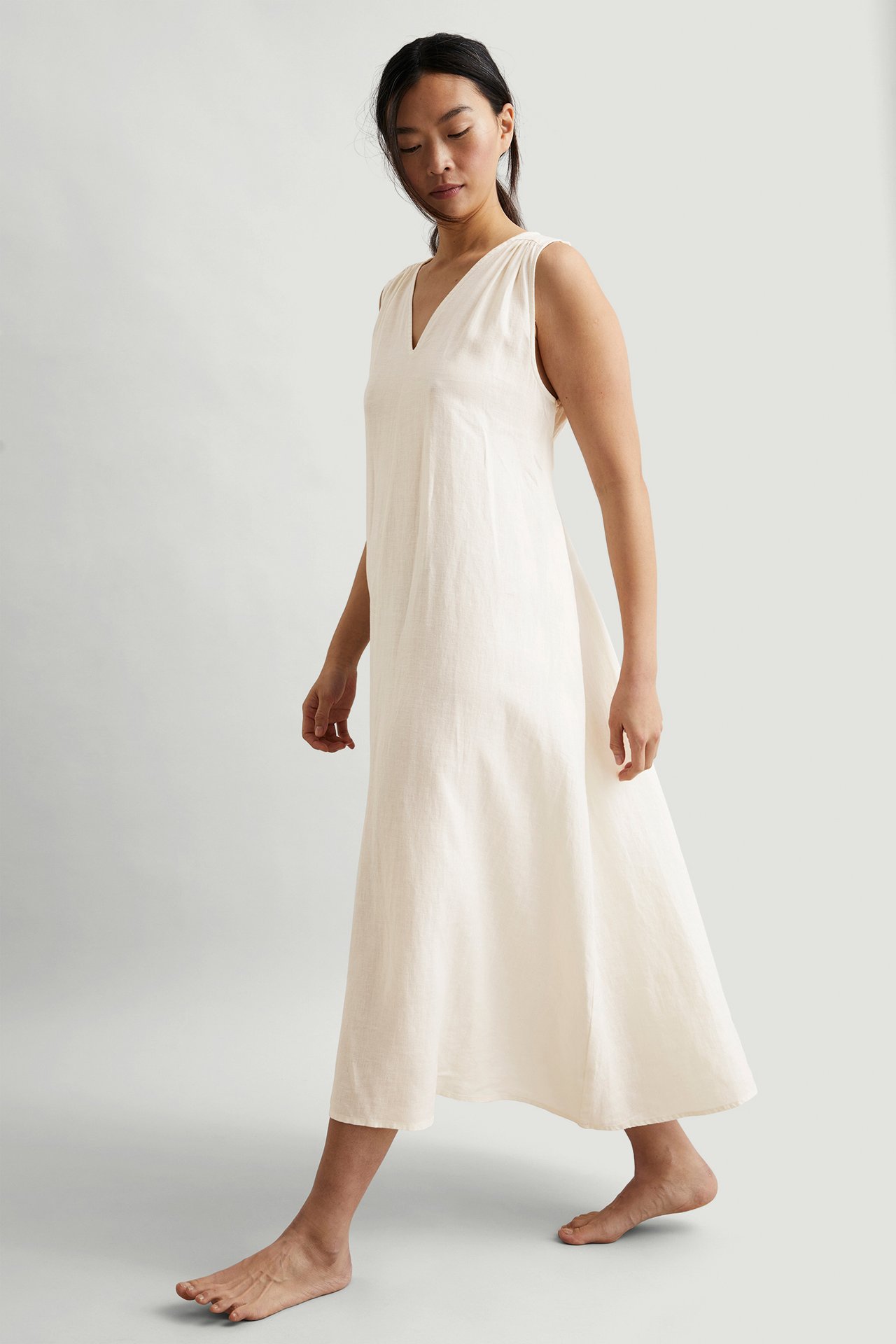 Sukienka z lnu - Biały - 5