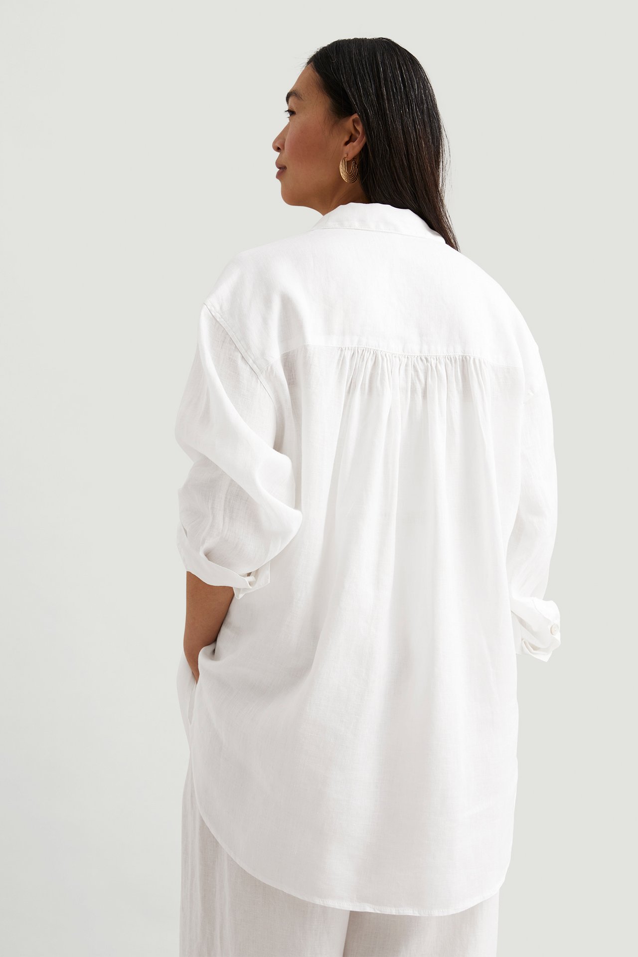 Lniana koszula - Biały - 178cm / Storlek: S - 6