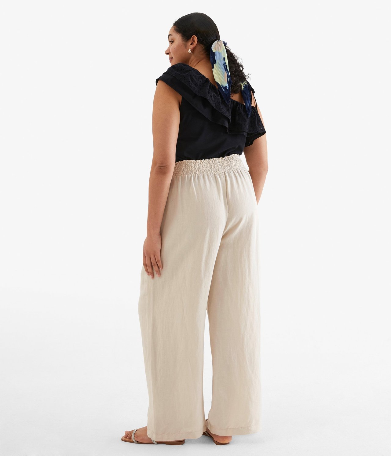 Spodnie z mieszanki lnu - Offwhite - 180cm / Storlek: XL - 4