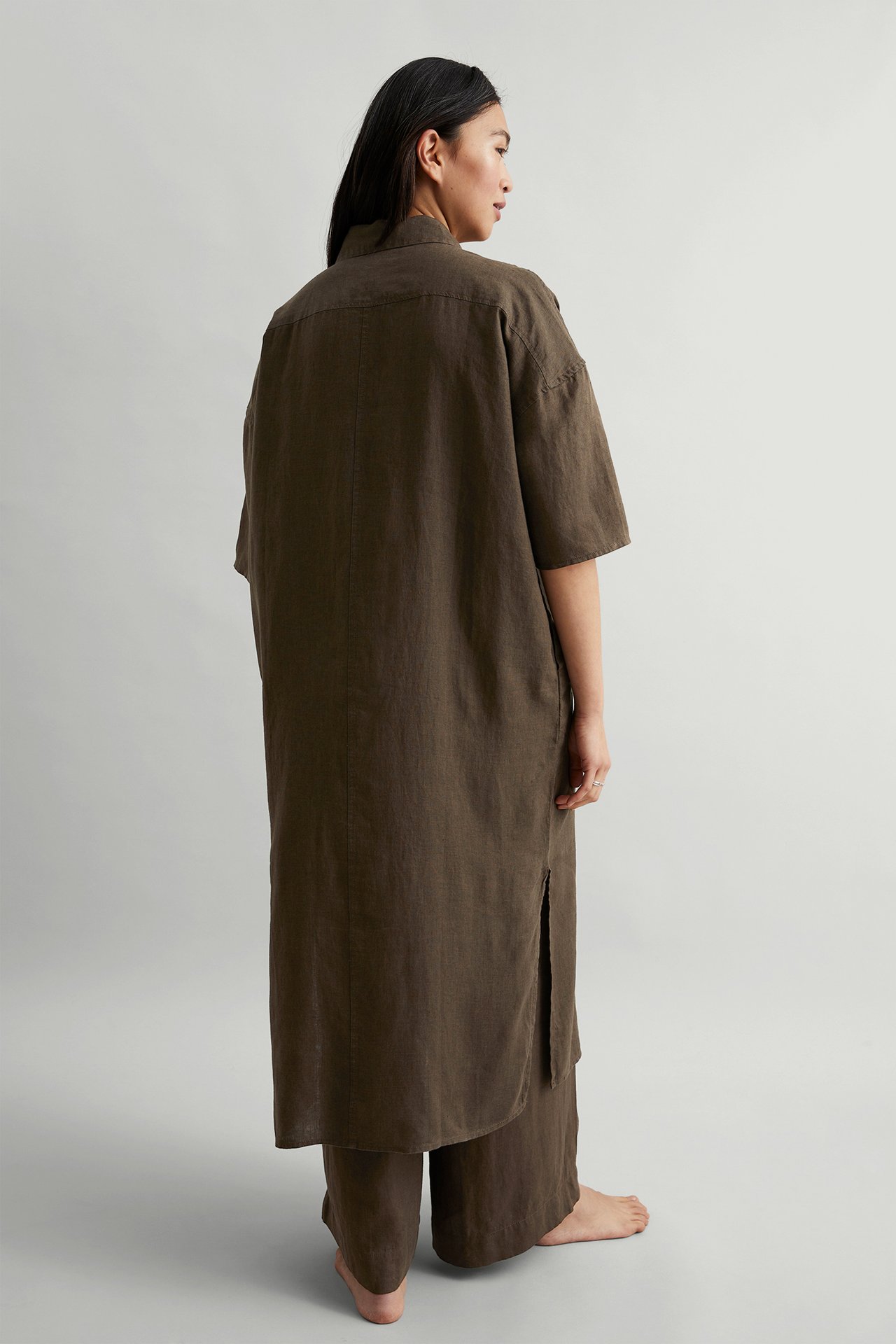 Sukienka z lnu - Brązowy - 178cm / Storlek: S - 4