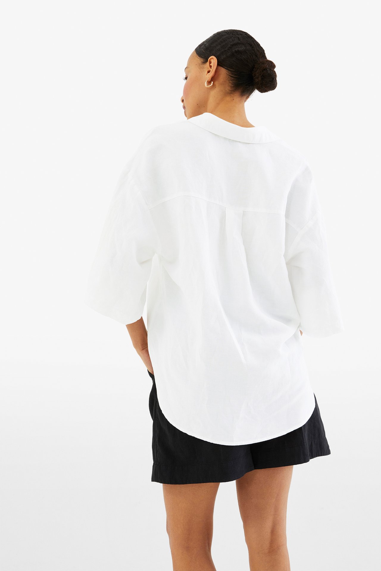 Pellavasekoitetta oleva paitapusero Valkoinen - null - 3