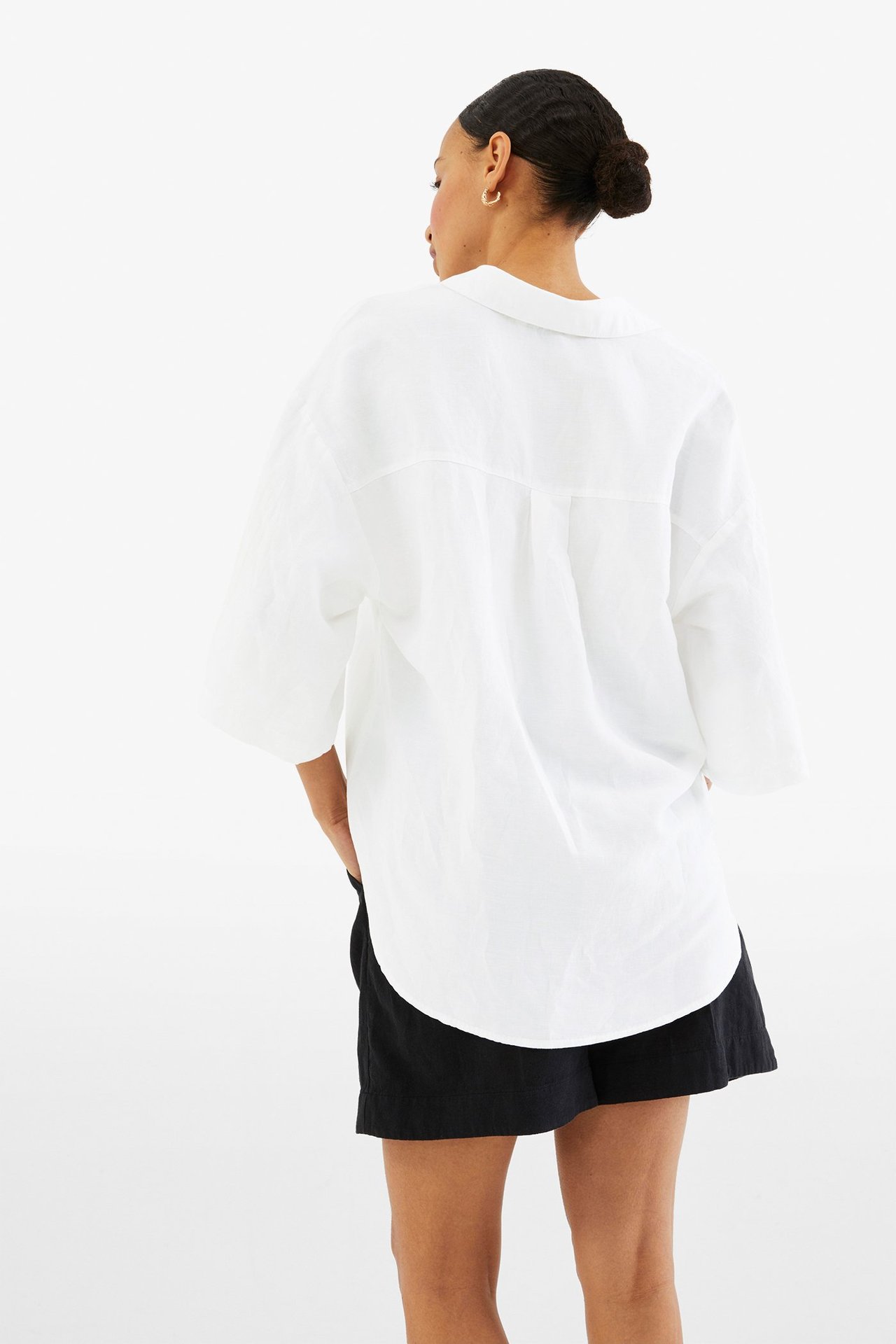Pellavasekoitetta oleva paitapusero Valkoinen - null - 2