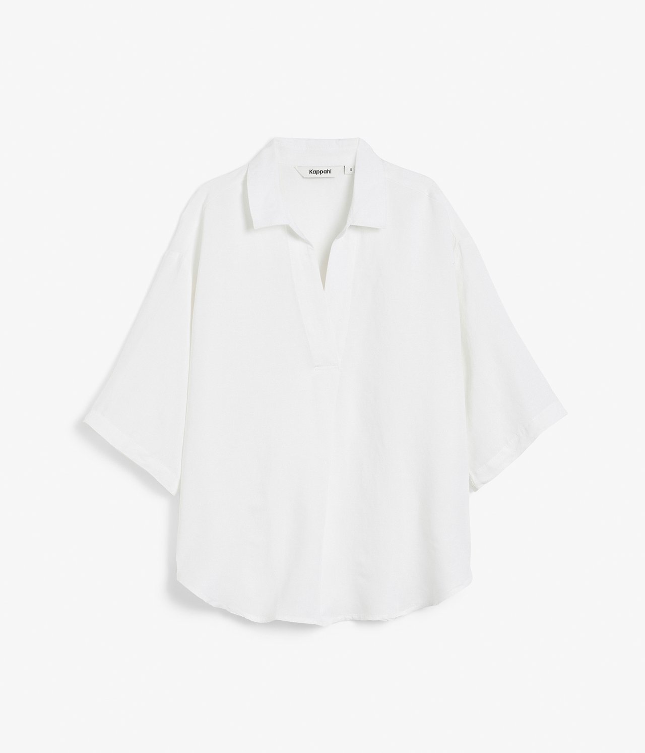Pellavasekoitetta oleva paitapusero - Valkoinen - 6