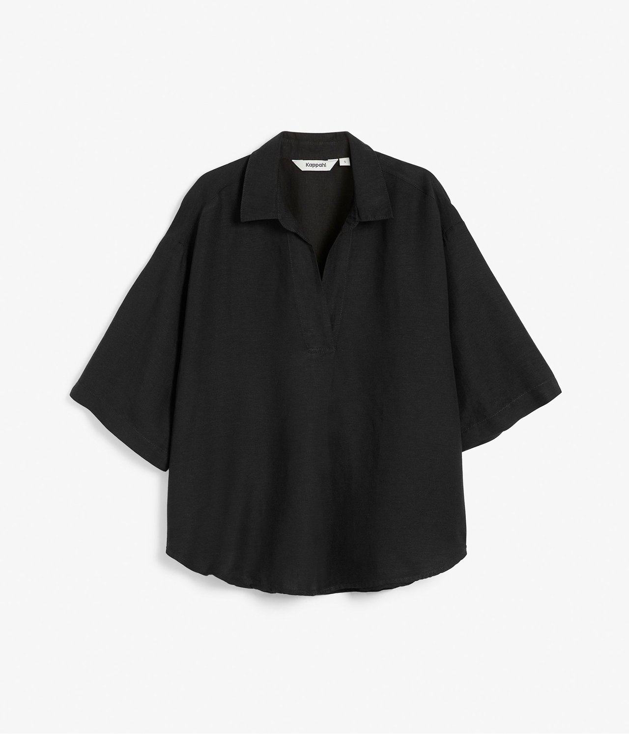 Pellavasekoitetta oleva paitapusero Musta - null - 1