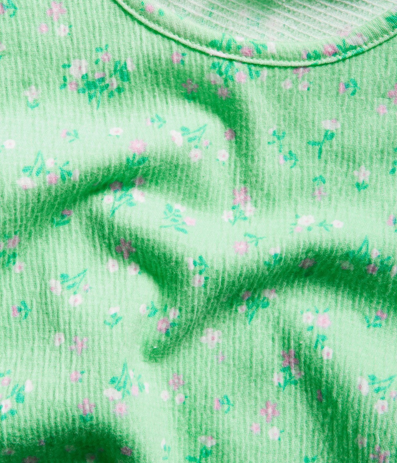 Kukkakuvioinen paita, jossa on puhvihihat - Vaaleanvihreä - 5