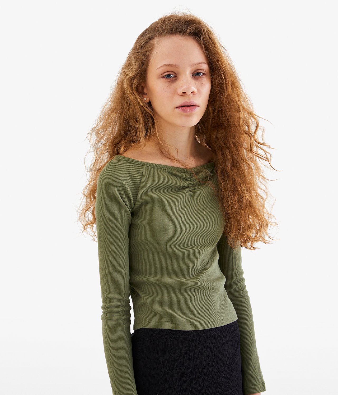 Off shoulder -paita - Tummanvihreä - 3