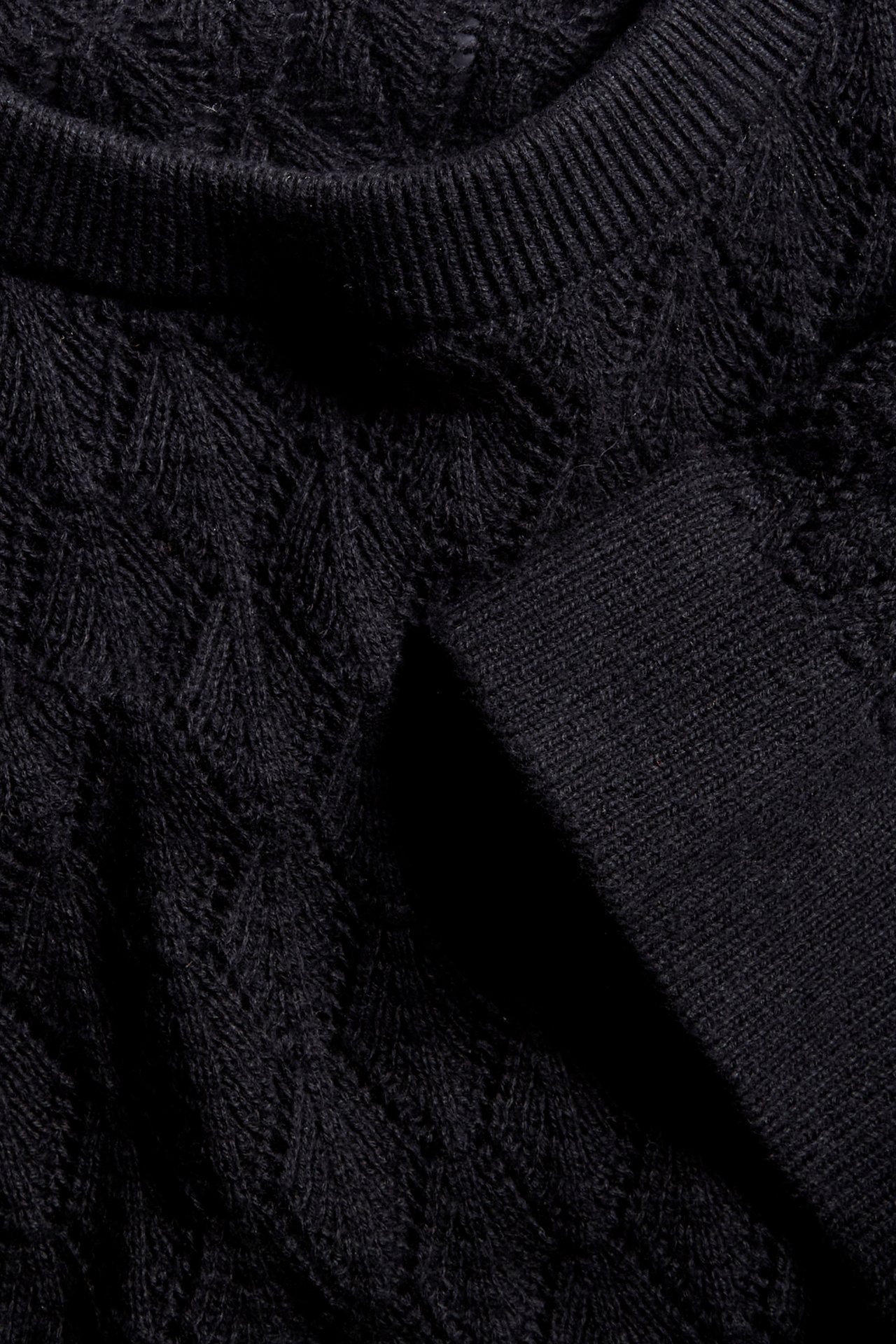 Sweter z dzianiny we wzory - Czarne - 5