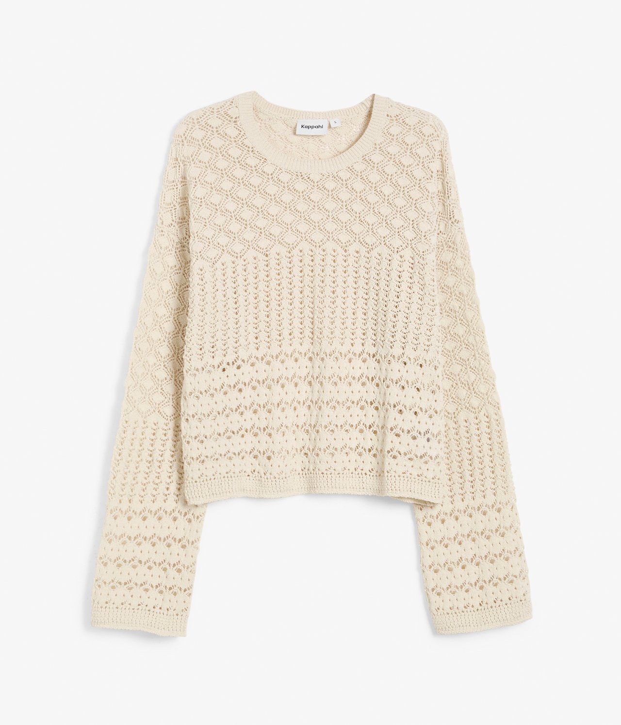 Kuvioneulottu pusero - Vaaleanbeige - 6