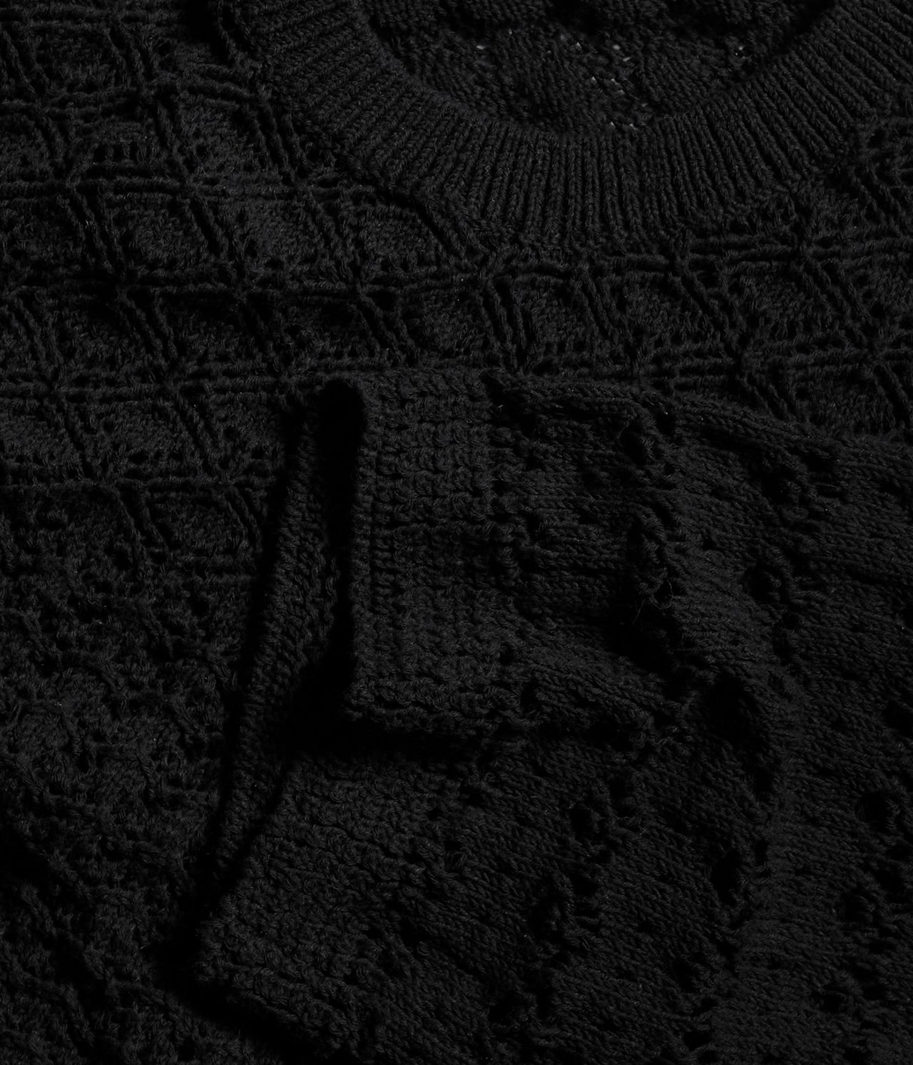 Sweter z dzianiny we wzory - Czarne - 5