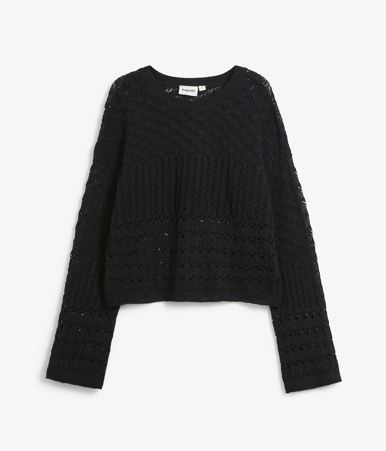 Sweter z dzianiny we wzory - Czarne - 6