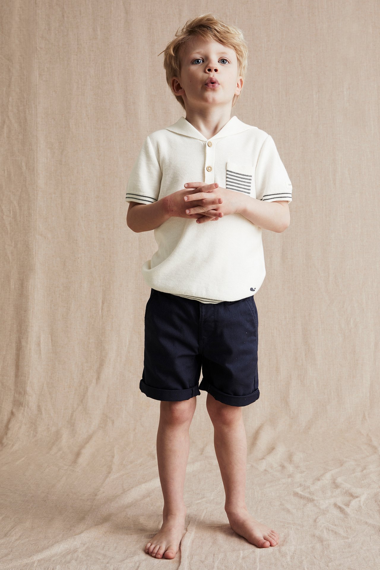 Lyhythihainen paita, jossa on merimieskaulus - Luonnonvalkoinen - 2