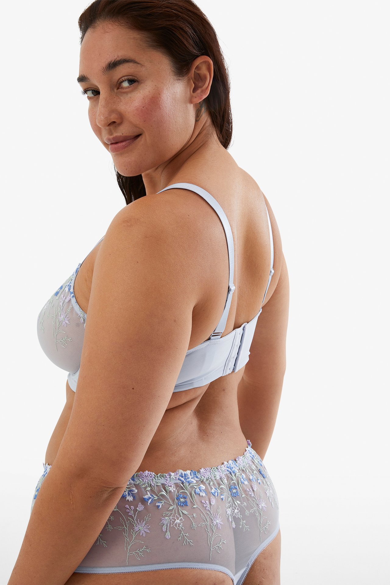 Stringtrosa med brodyr - Blå - 3