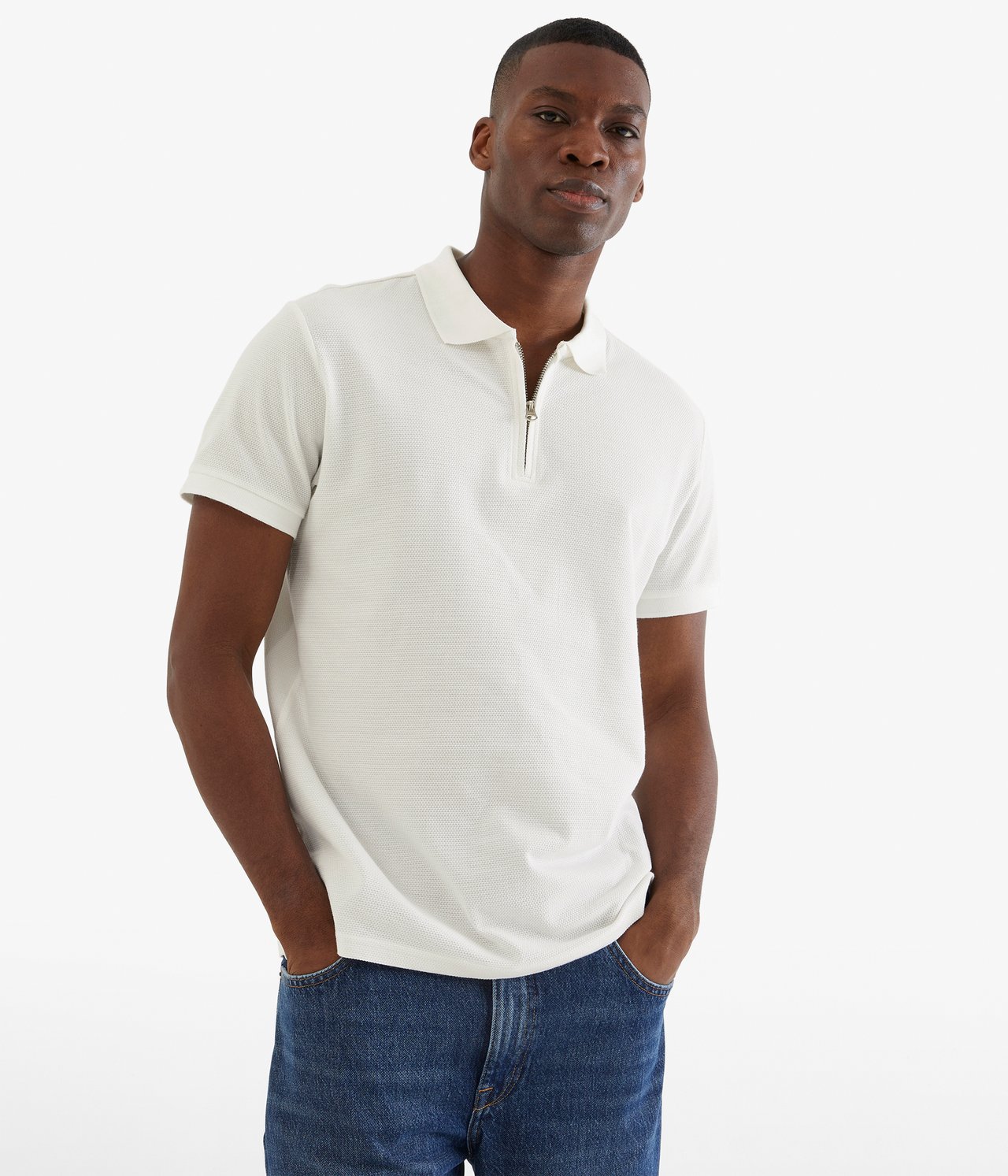 Tennisskjorte med glidelås - Offwhite - 2