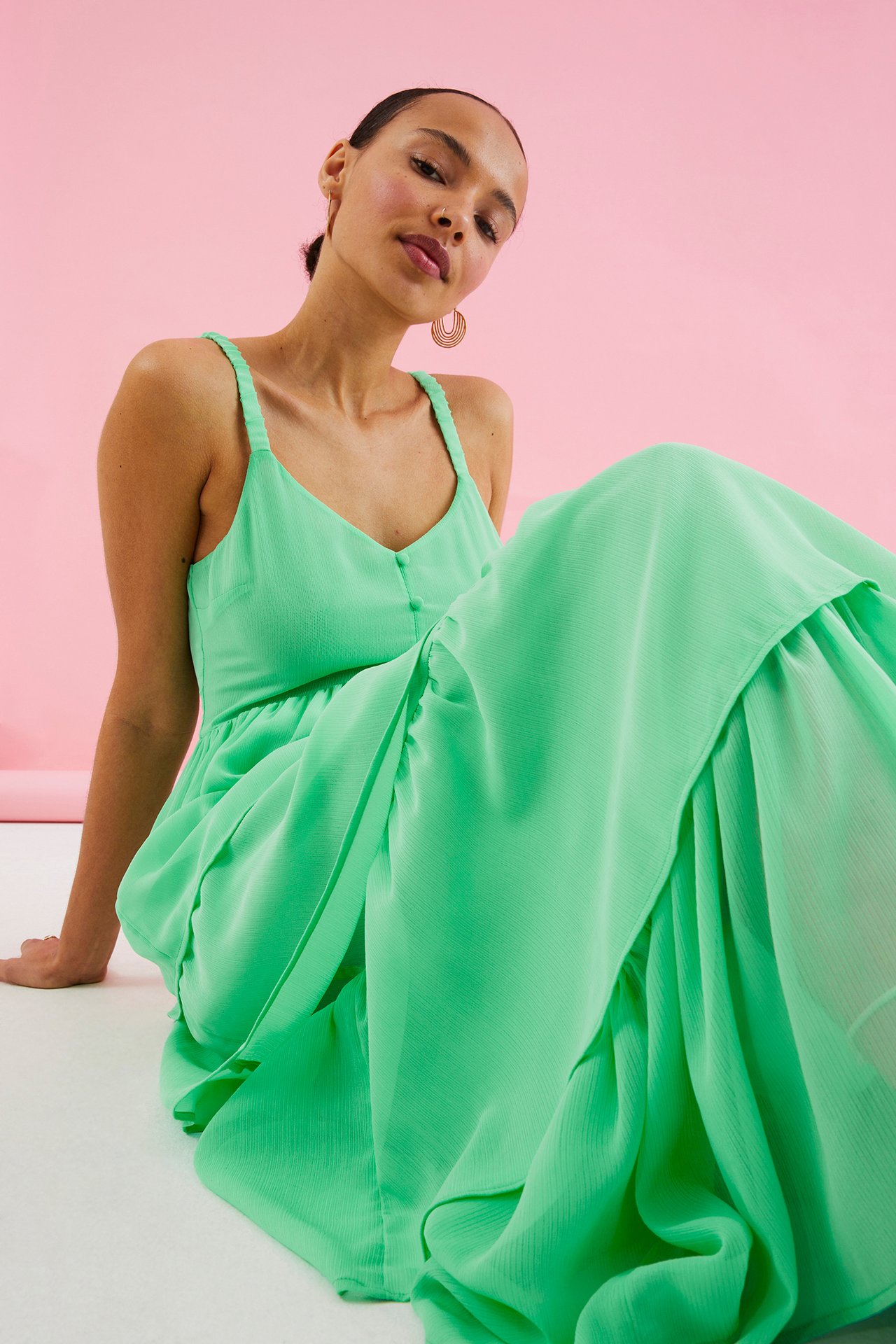 Sukienka z szyfonu - Zielony - 174cm / Storlek: S - 1
