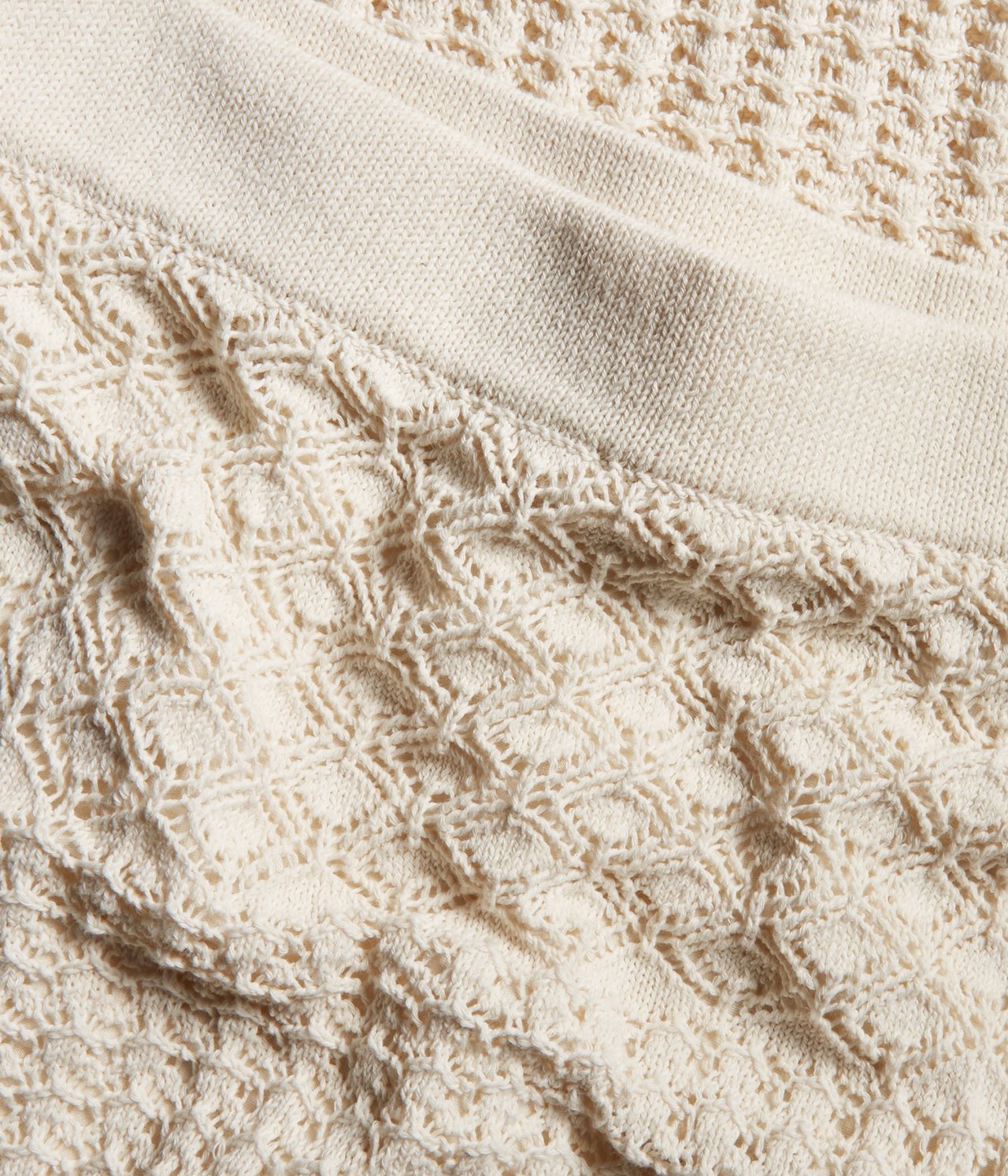 Mønsterstrikket skjørt - Lys beige - 4