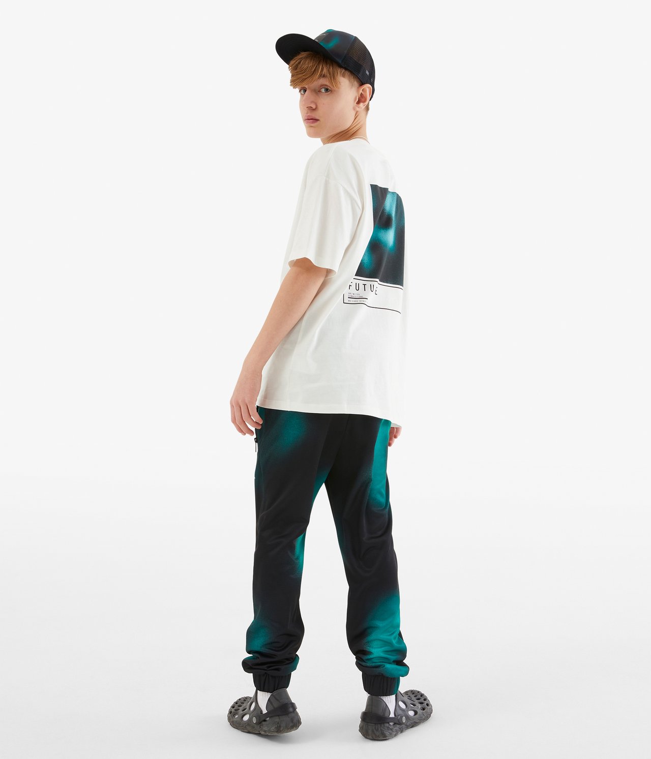 T-shirt oversize z nadrukiem na plecach - Offwhite - 4