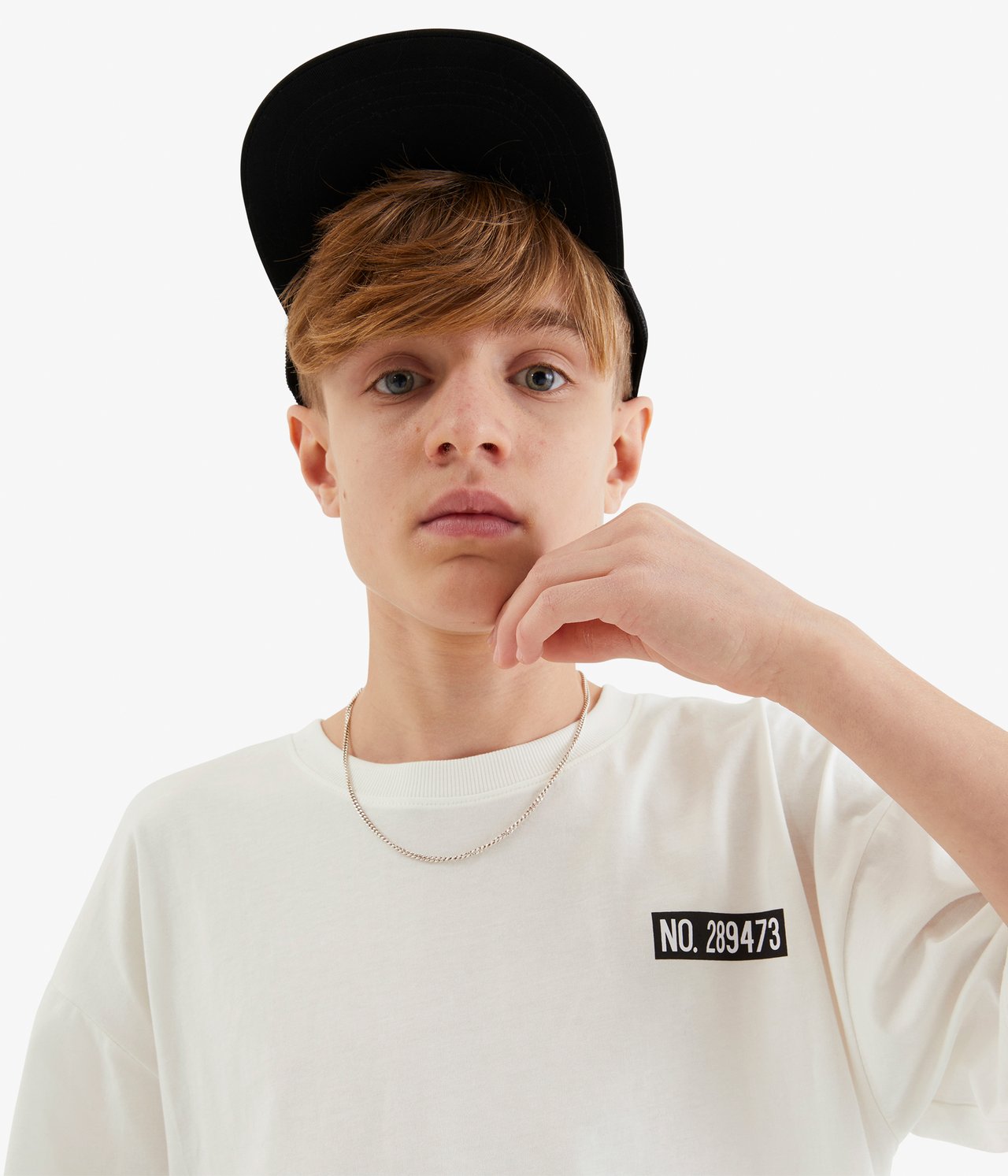 T-shirt oversize z nadrukiem na plecach - Offwhite - 1