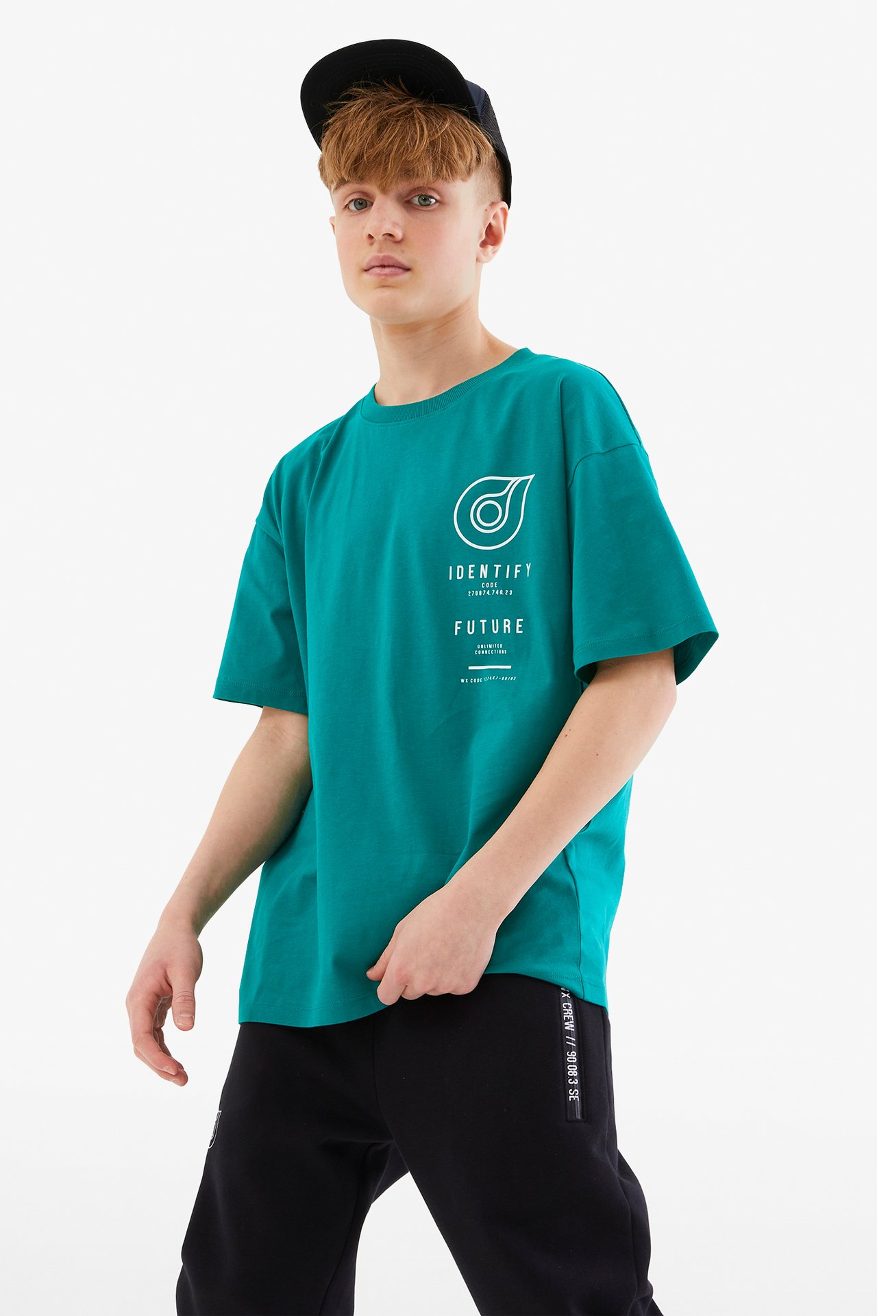 Oversized t-shirt med tryck - Grön - 2