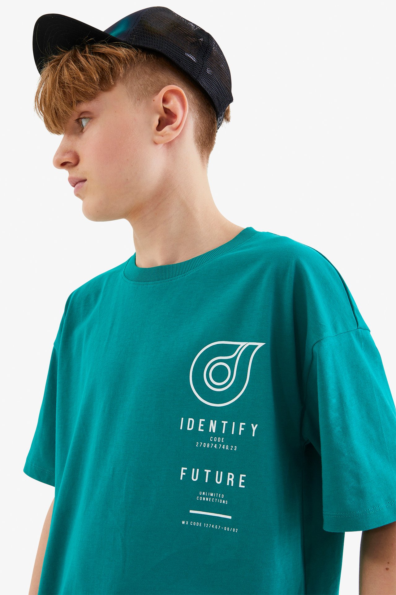 T-shirt oversize z nadrukiem - Zielony - 3