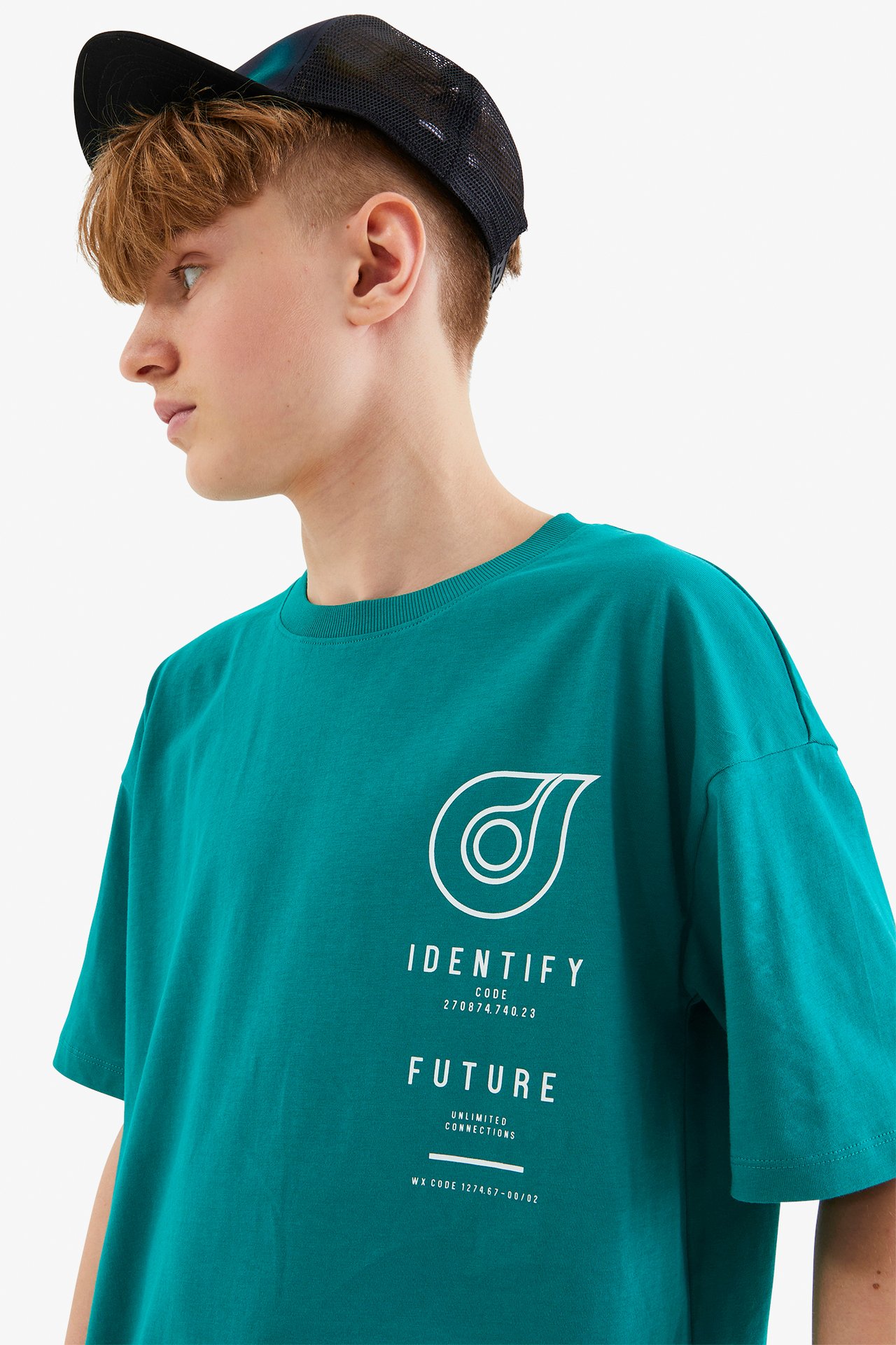 Oversized t-shirt med tryck - Grön - 3