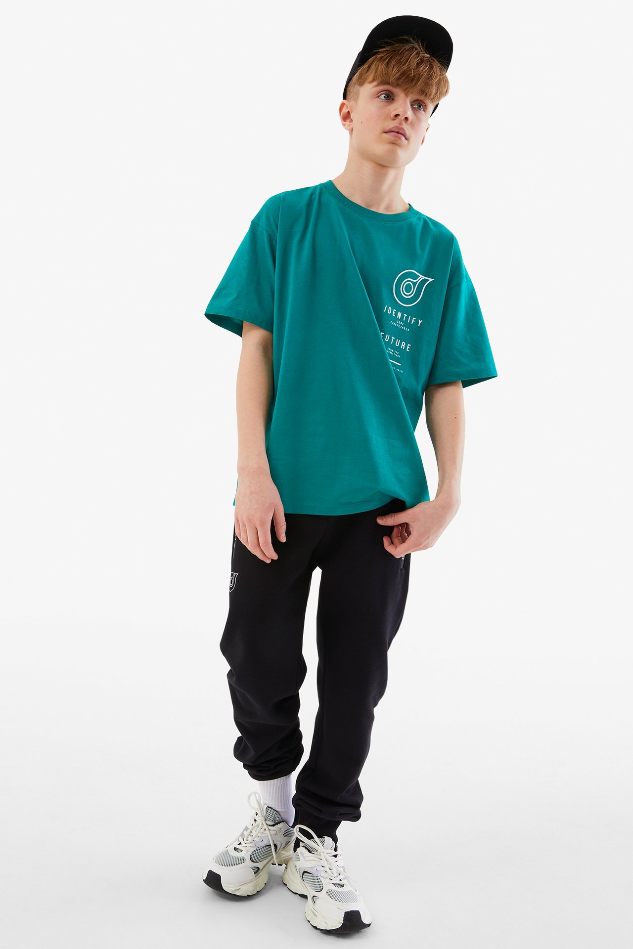 Oversized t-shirt med tryck - Grön - 1