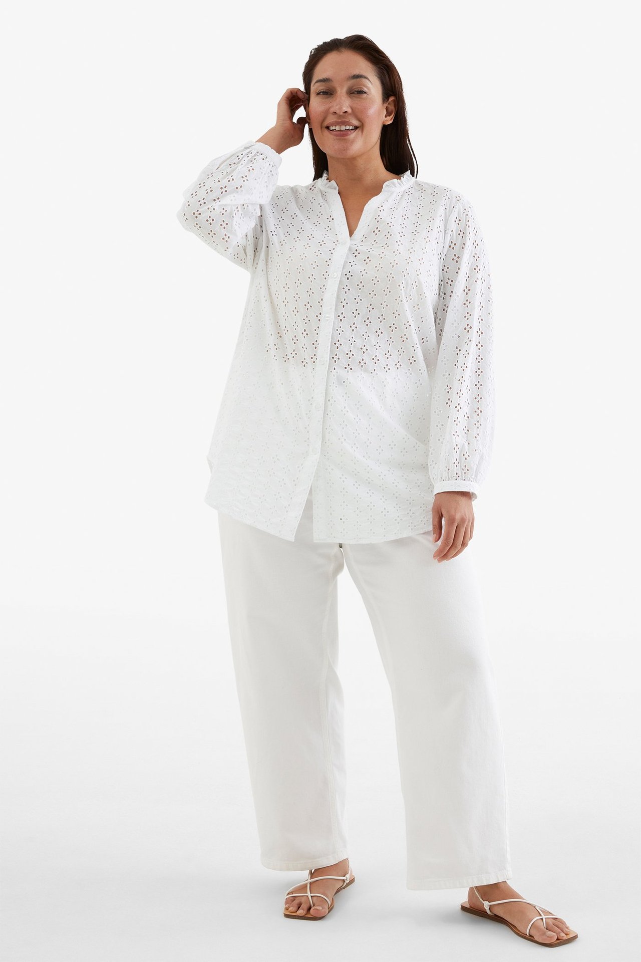 Skjorte med brodering - Hvit - 173cm / Storlek: XL - 1