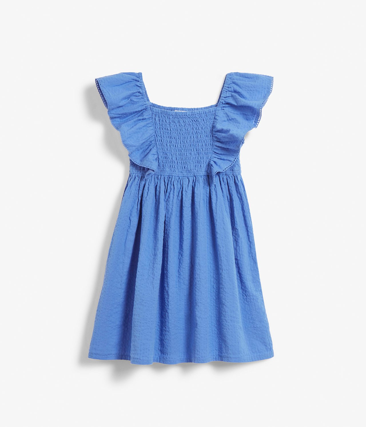 Sukienka z rękawami z falbanami - Niebieski - 8